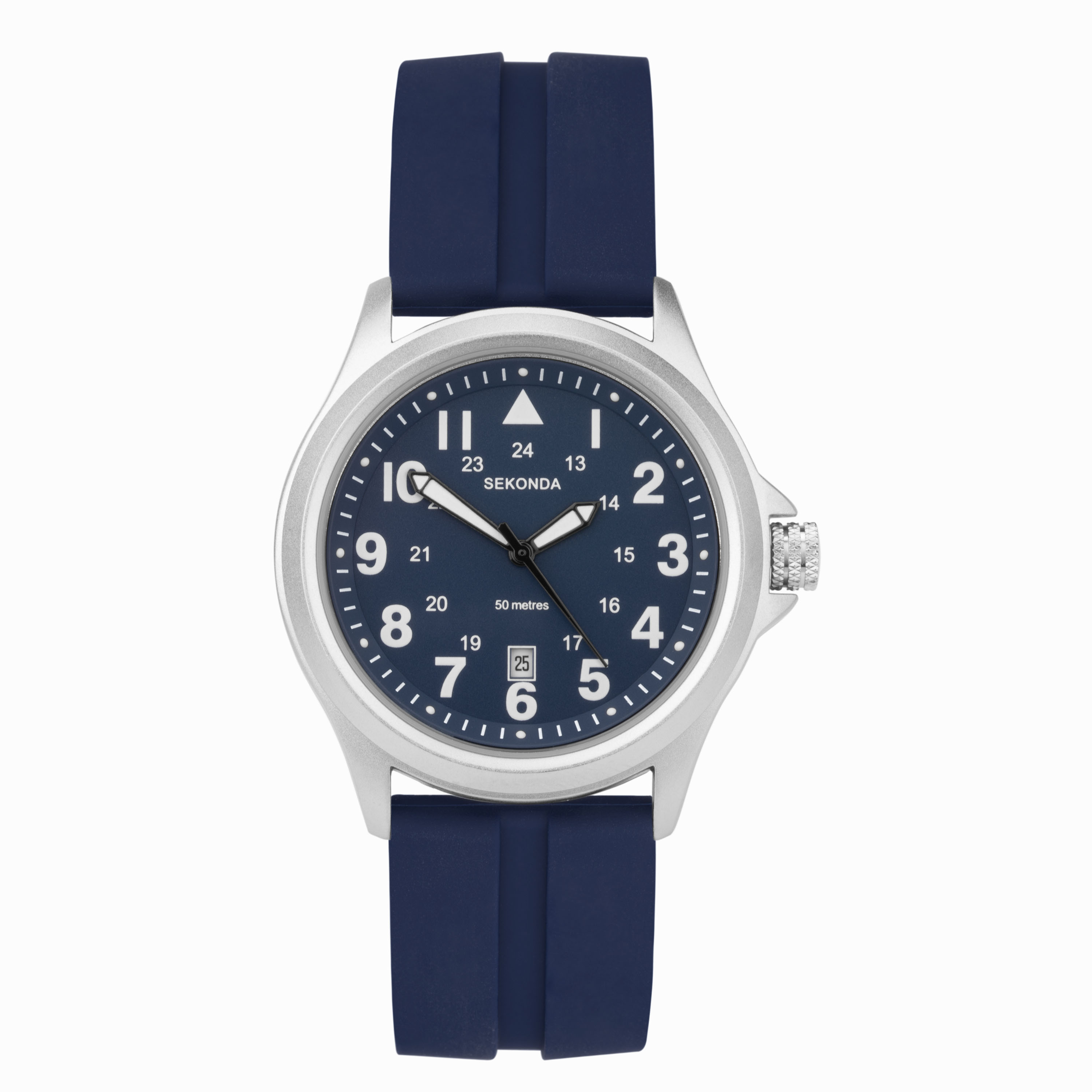 Sekonda men's blue dial shop black rubber strap watch
