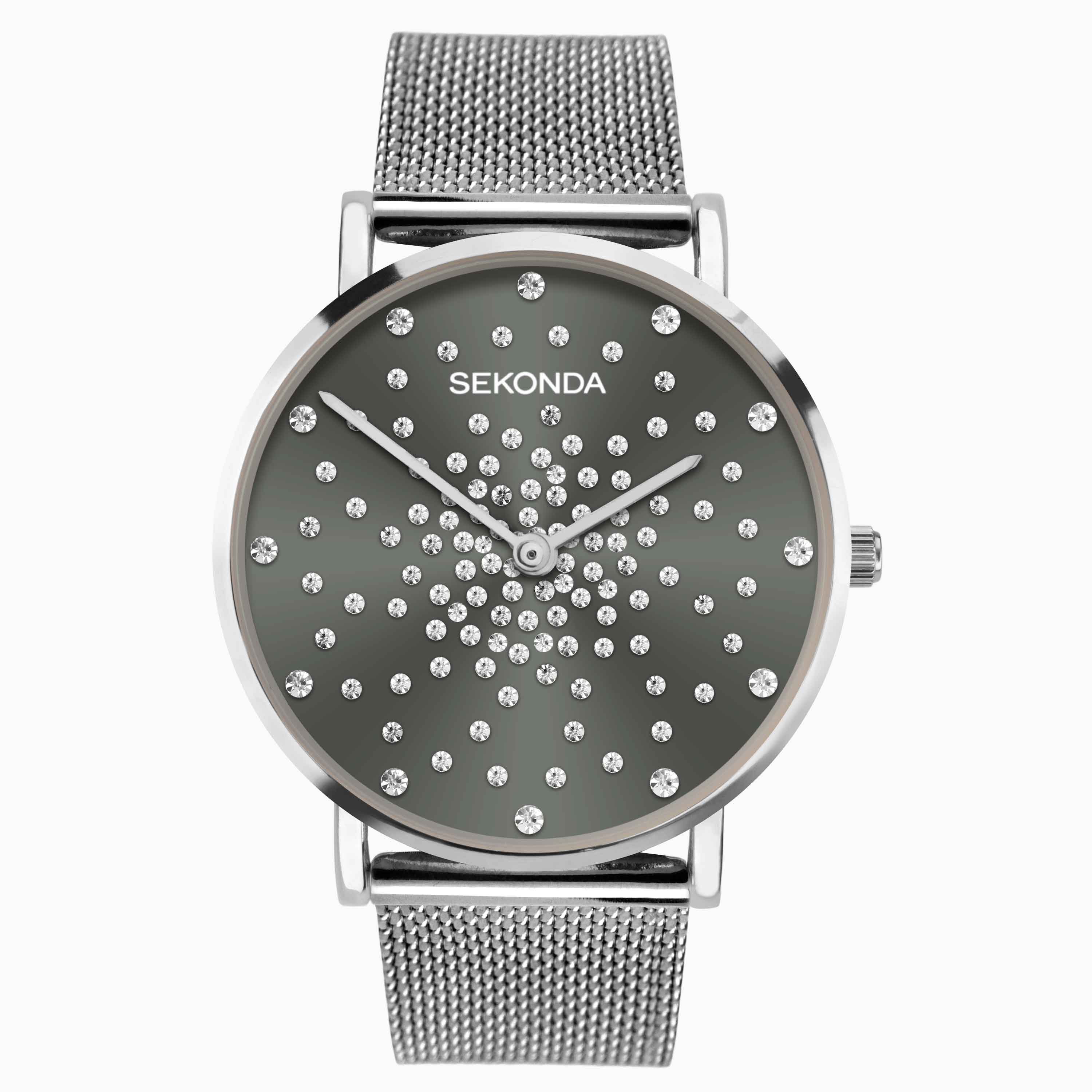 Sekonda Celeste Ladies Classic Watch 40498 Round Stainless Steel Bracelet Grey Dial Elegance Collection Sekonda