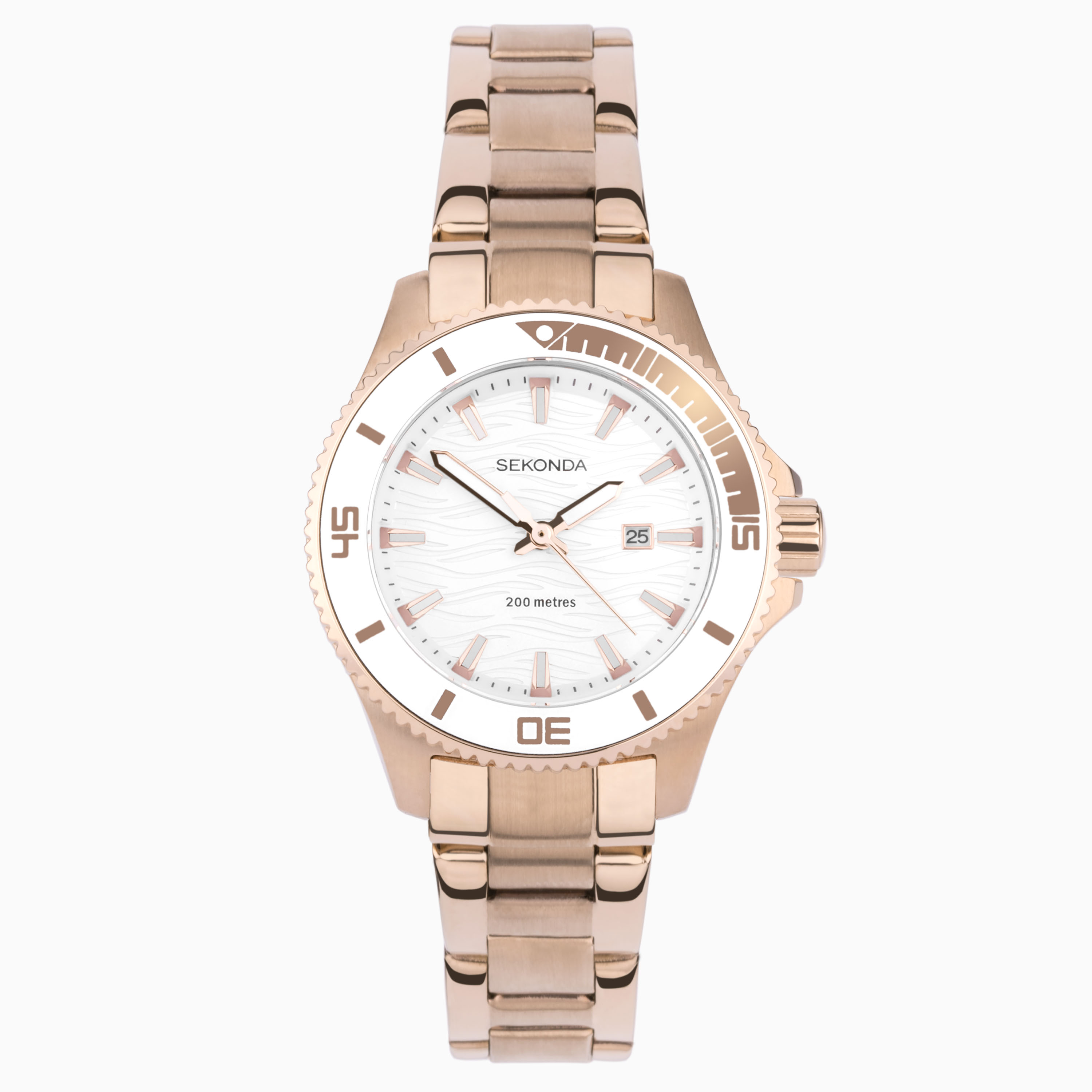 Product Image for Sekonda Sekonda Pacific Wave Ladies Watch | Rose Gold Stainless Steel Case & Bracelet with Silver-White Dial | 40571