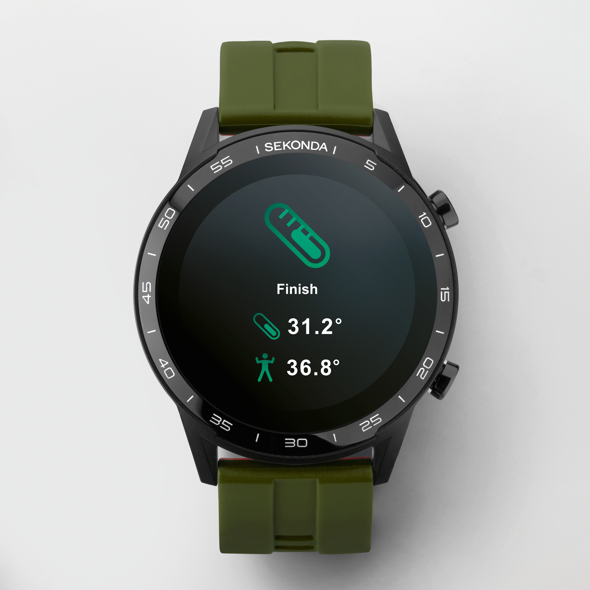 Sekonda Active Smart Watch | Black Case & Khaki Silicone Strap | 1993