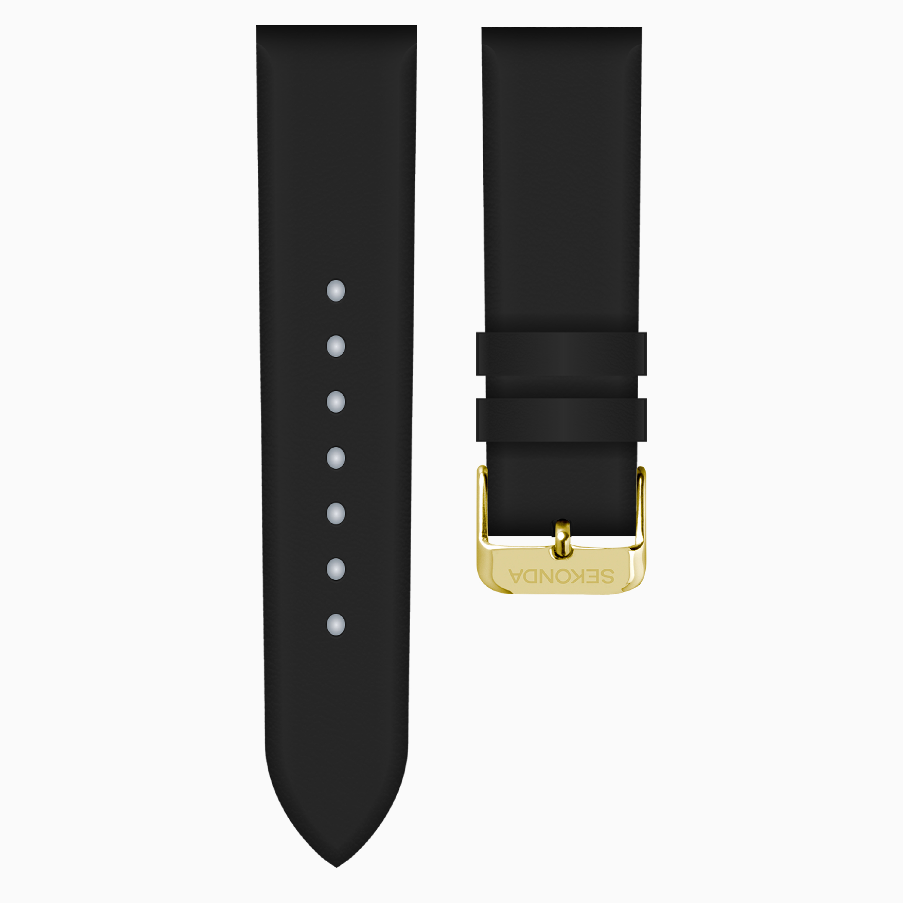 Black 18mm Faux Leather Watch Strap For Gold Buckle Sekonda Watch