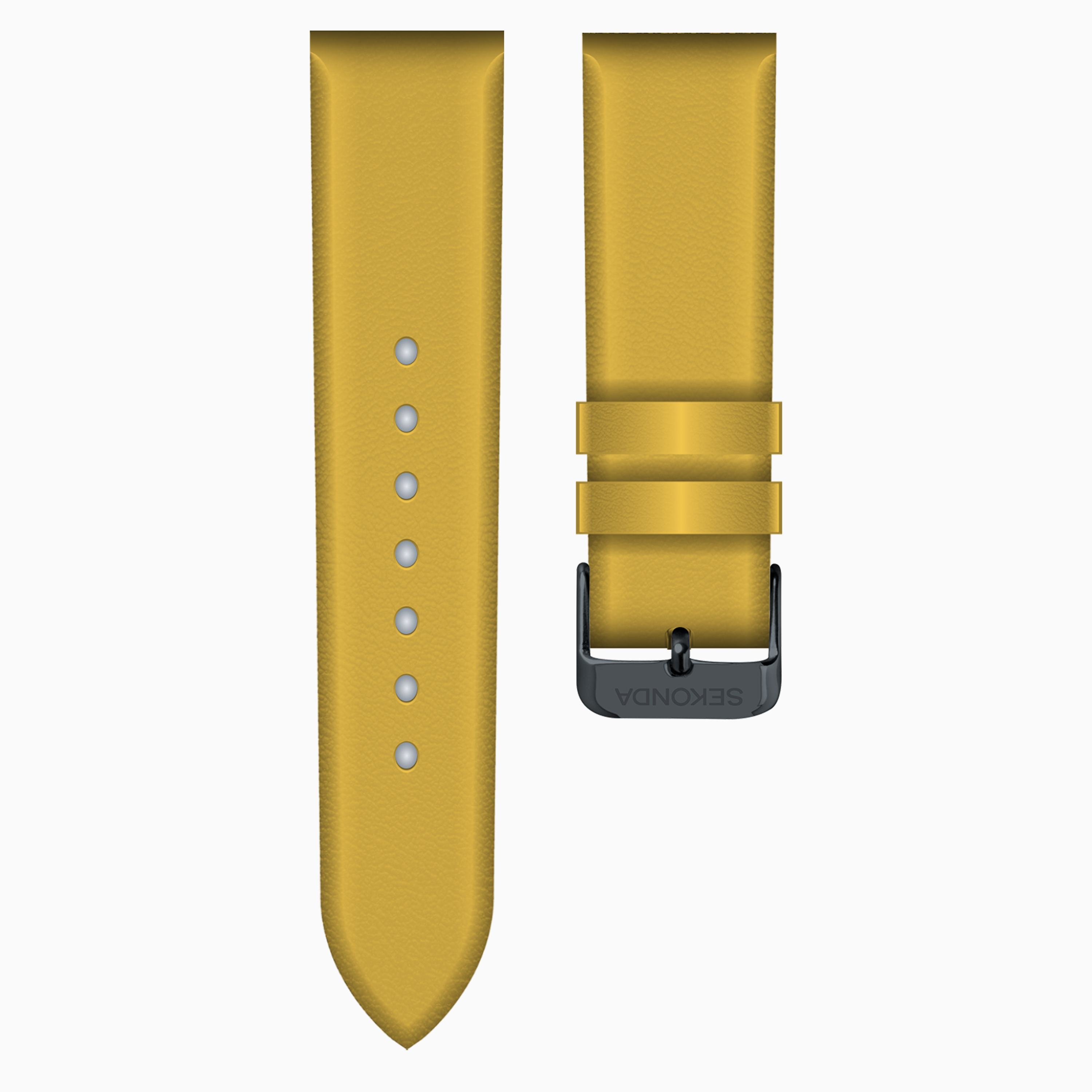 Mustard 18mm Faux Leather Watch Strap For Black Buckle Sekonda Watch