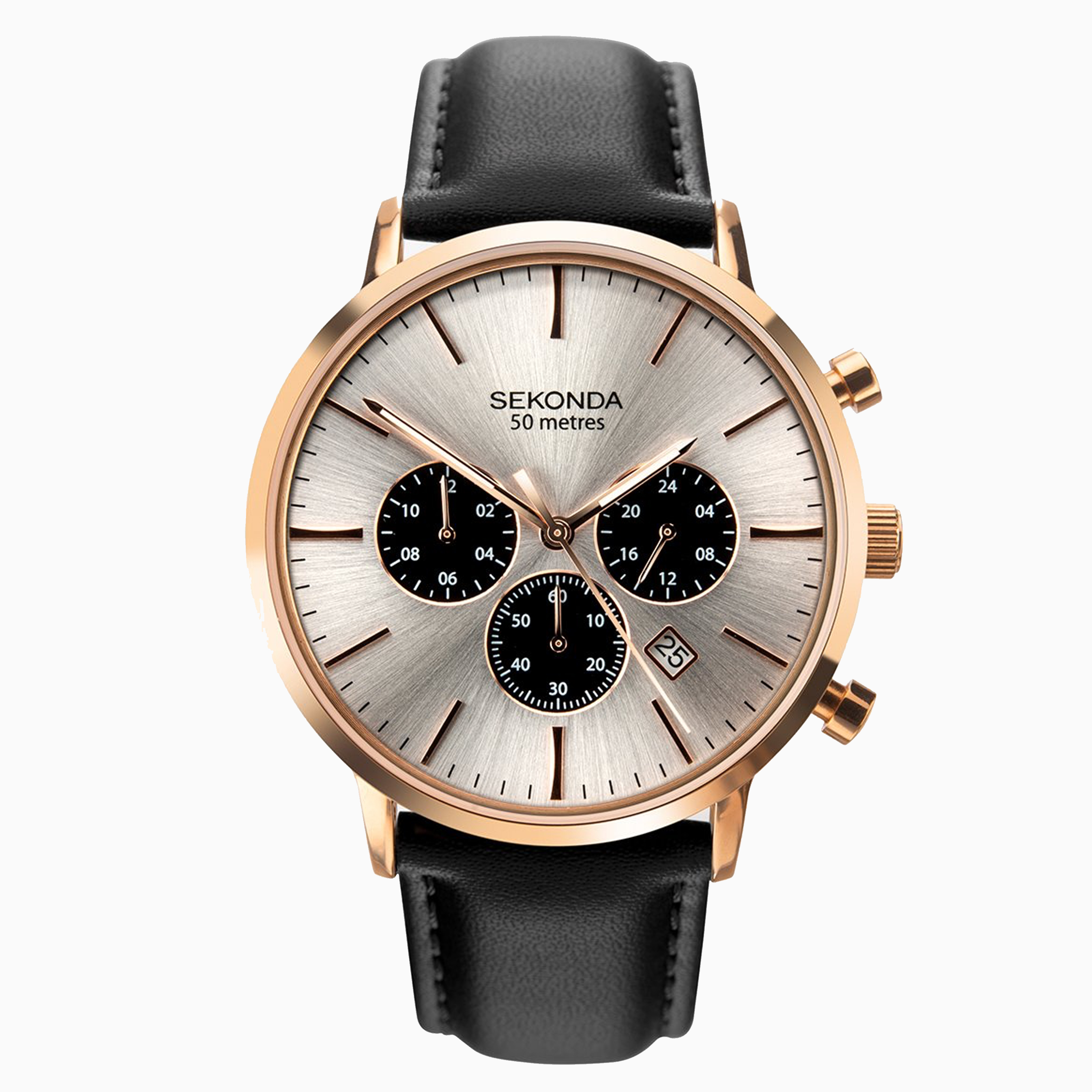 Sekonda Men's Watch | Rose Gold Case & Leather Upper Strap with Grey Dial |  1659