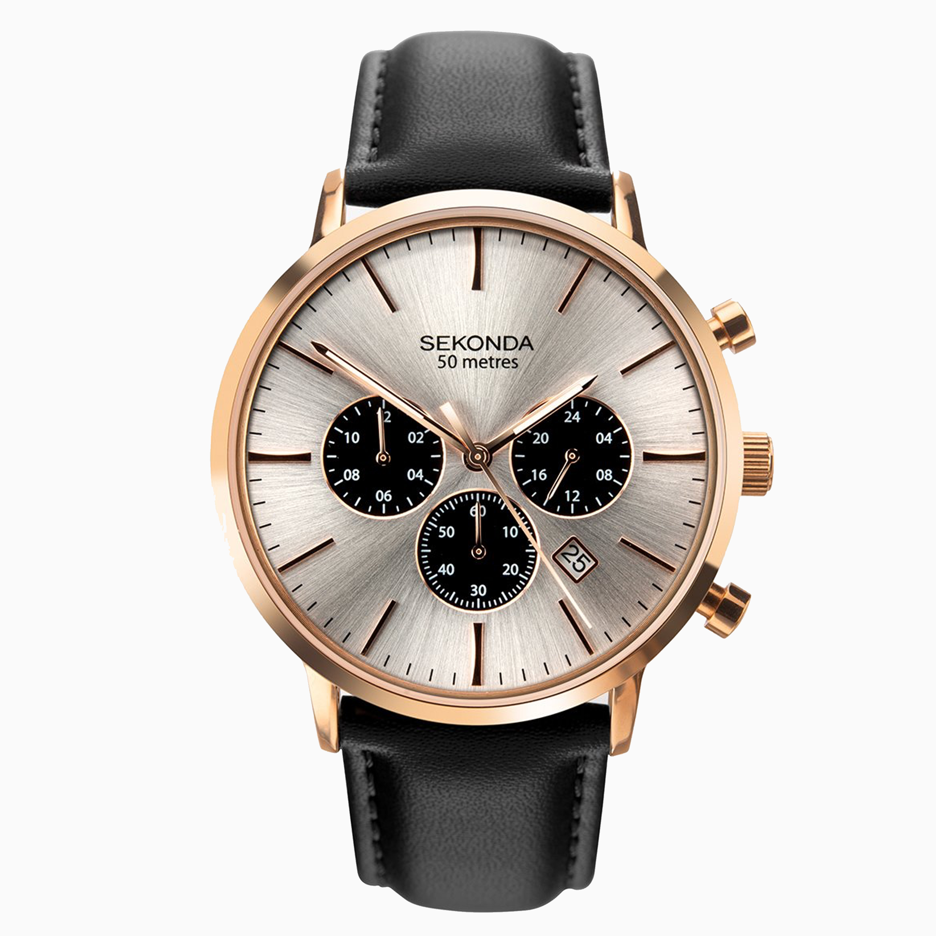 Sekonda Men's Watch | Rose Gold Case & Leather Upper Strap with Grey Dial | 1659 Sekonda Men's Watch | Rose Gold Case & Leather Upper Strap with Grey Dial | 1659