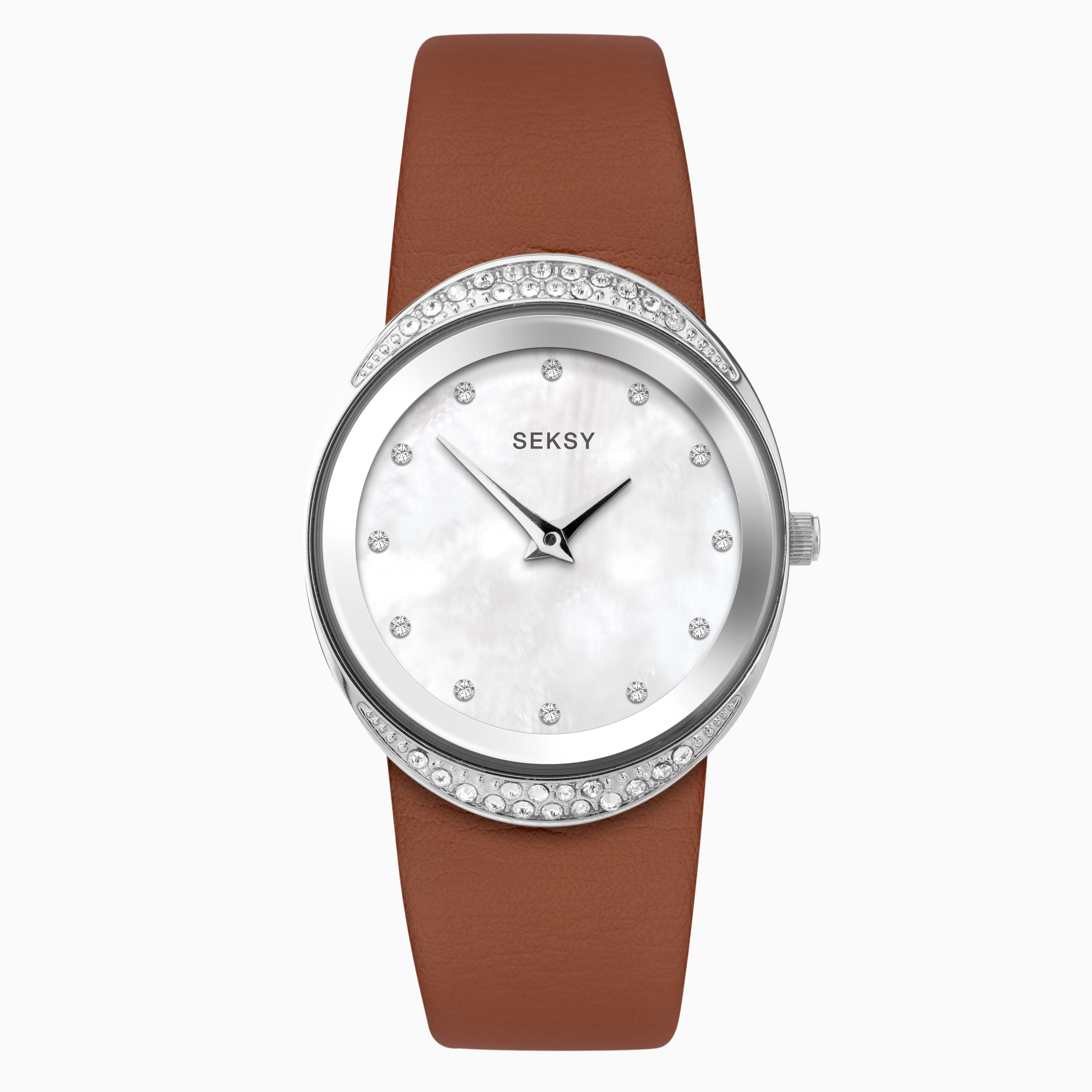 Seksy Ladies Fashion Watch 2920 Round 30mm Tan Leather