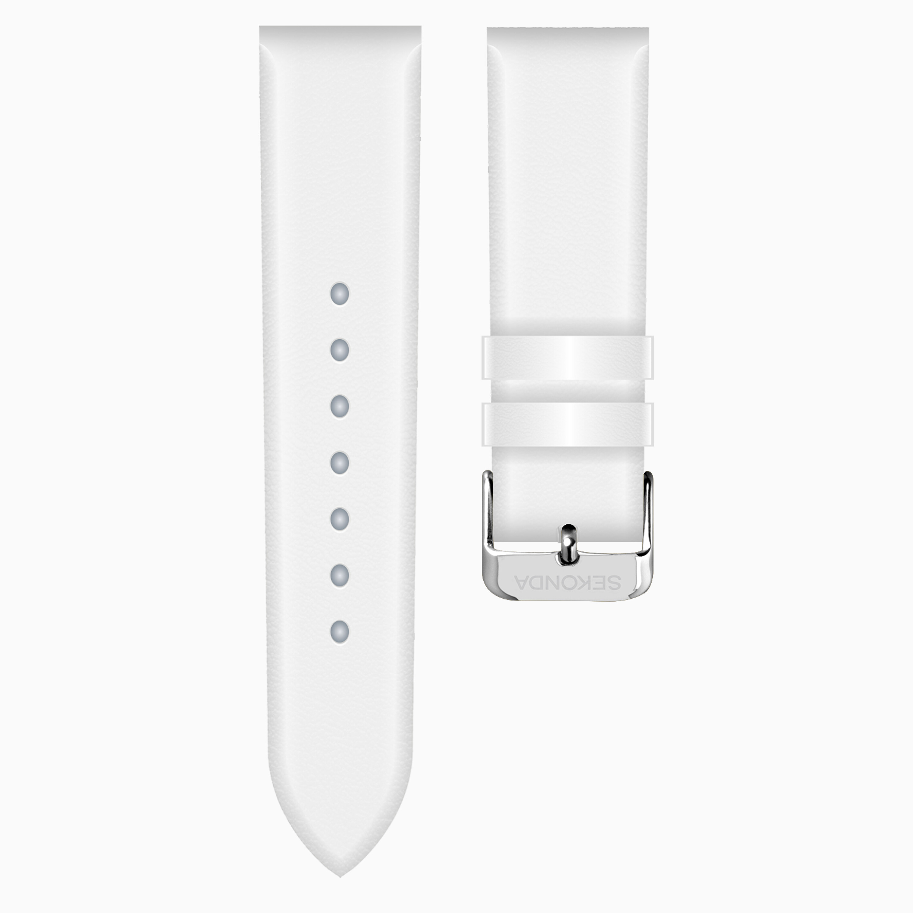 White 20mm Faux Leather Watch Strap For Silver Buckle Sekonda Watch