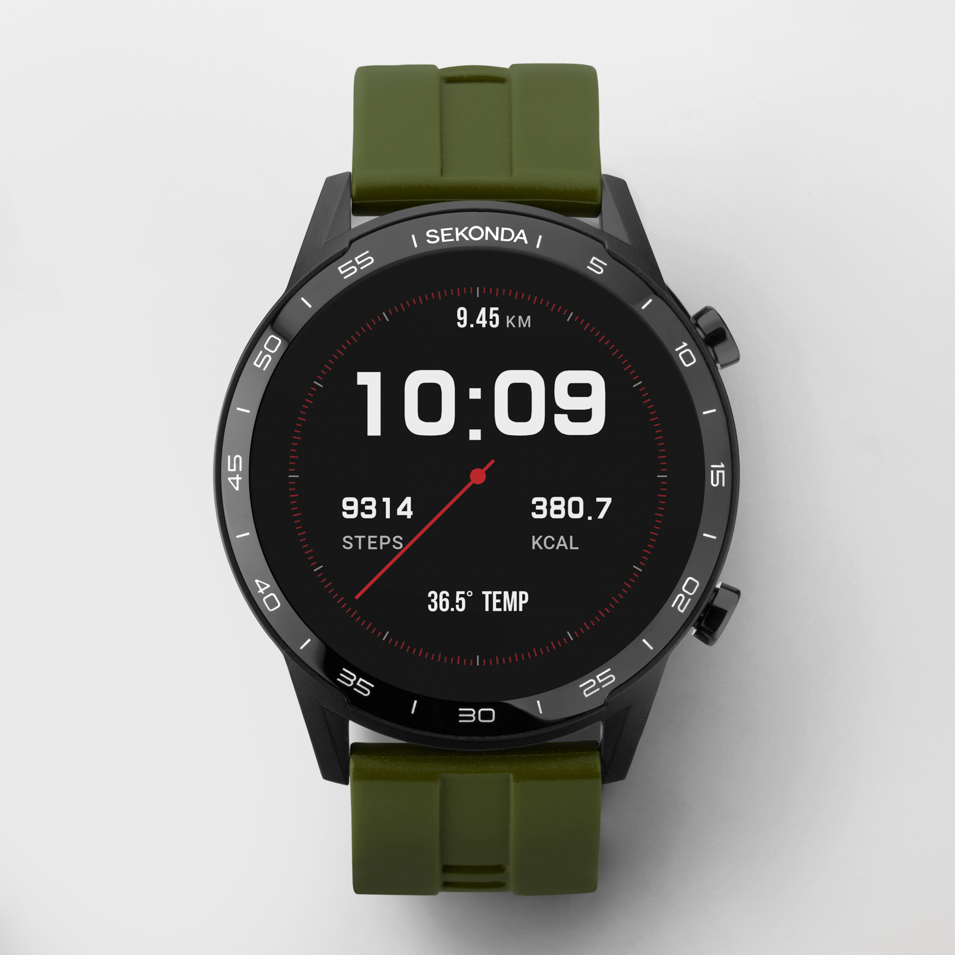 Sekonda Active Smart Watch | Black Case & Khaki Silicone Strap | 1993