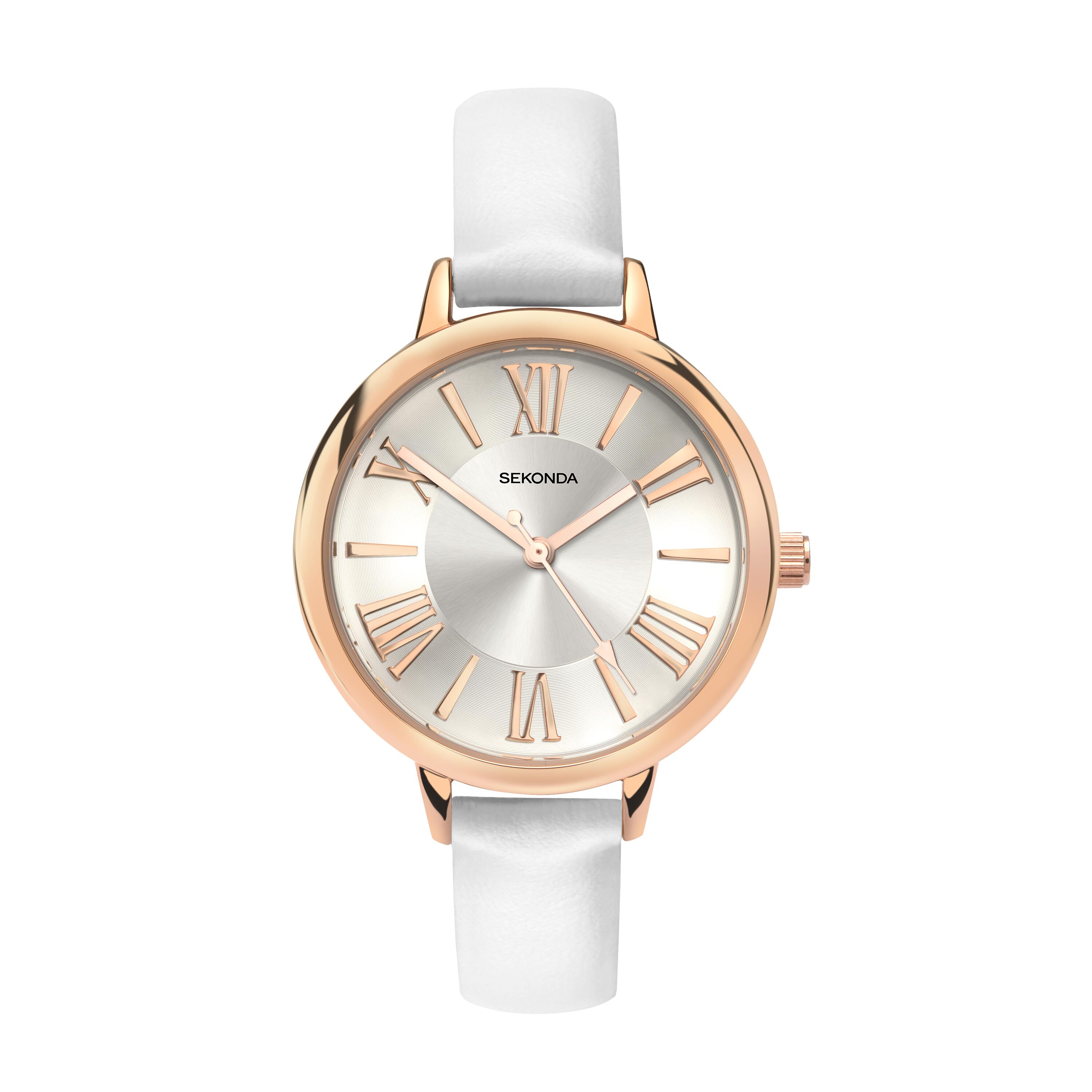 Sekonda Sekonda Classic Ladies Watch | Rose Gold Alloy Case & White PU Strap with Silver Dial | 2327