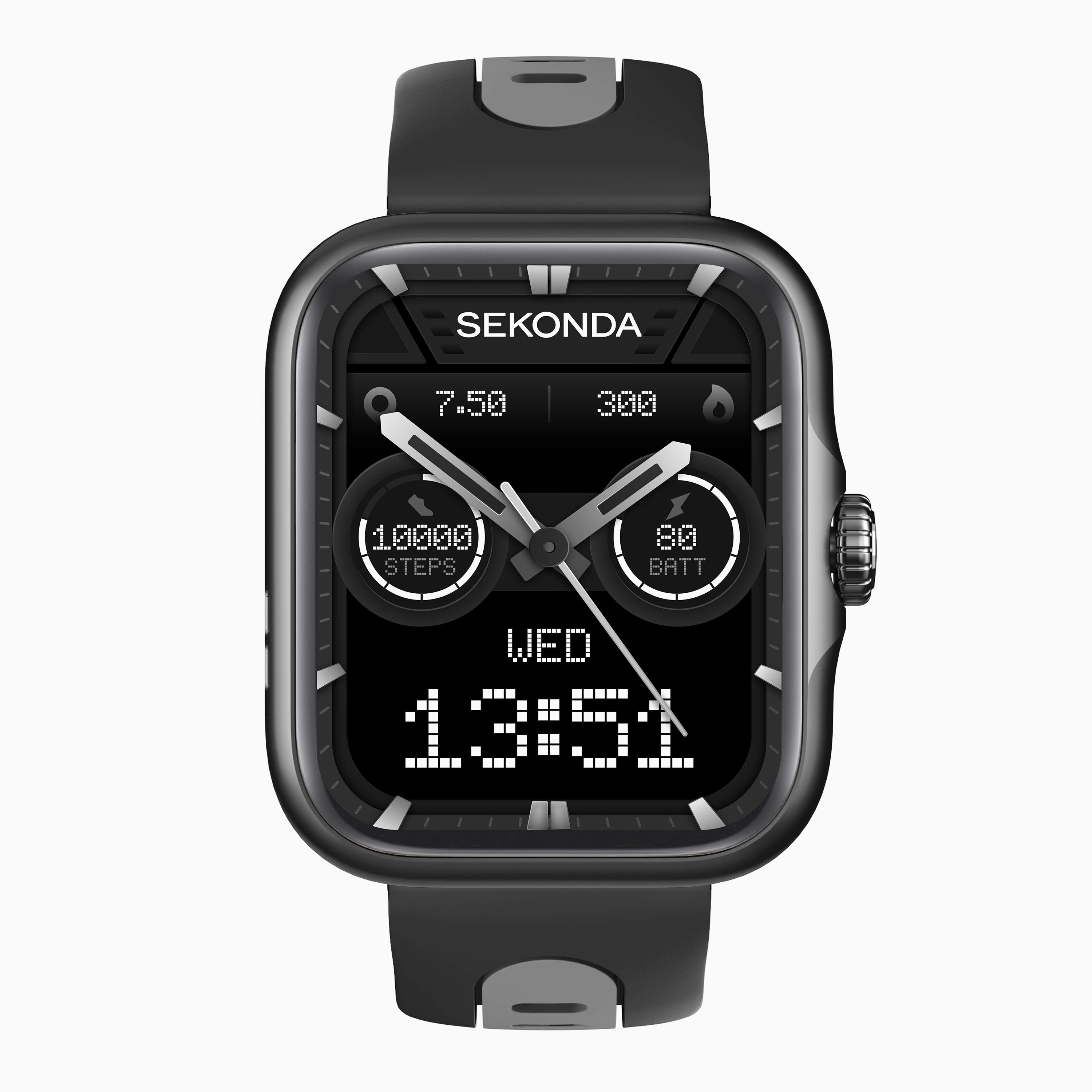 Sekonda Black Motion Pro Gps Smart Watch | Alloy Case & Silicone Strap | 30240
