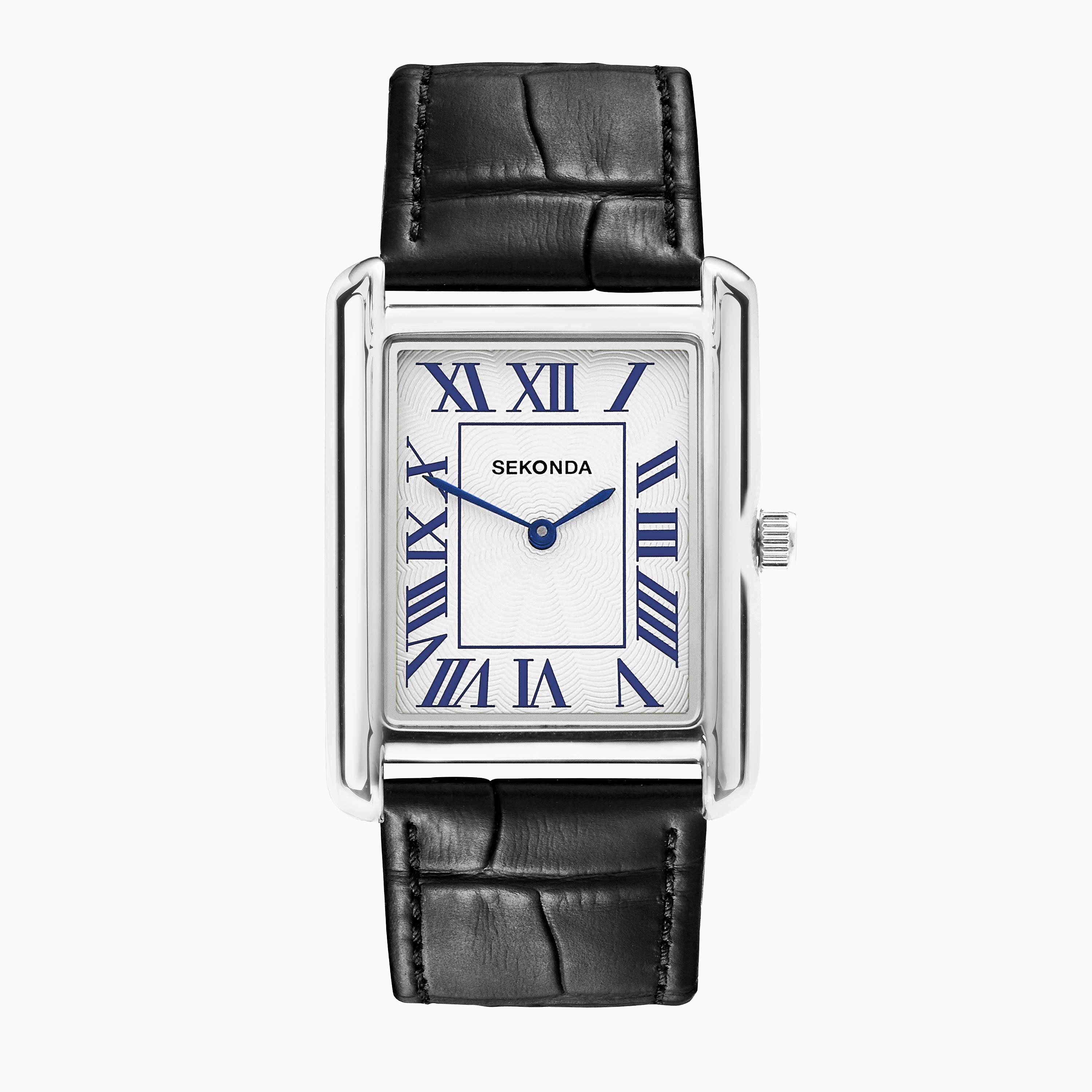 Sekonda Clement Grand Men's Watch | Silver Case and Black Leather Strap | 30355
