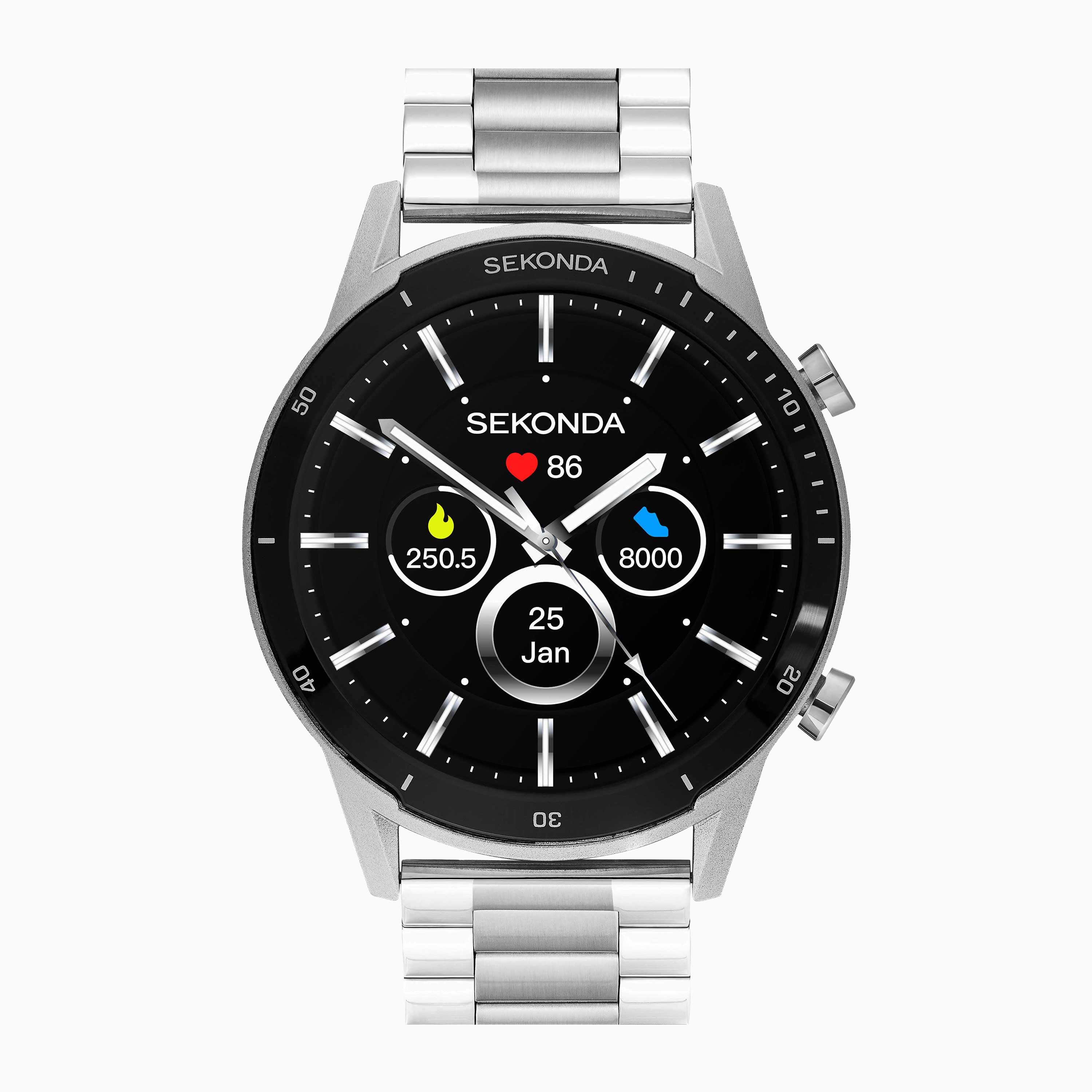 Sekonda Active Lux Smart Watch | Silver Case & Stainless Steel Bracelet | 30367