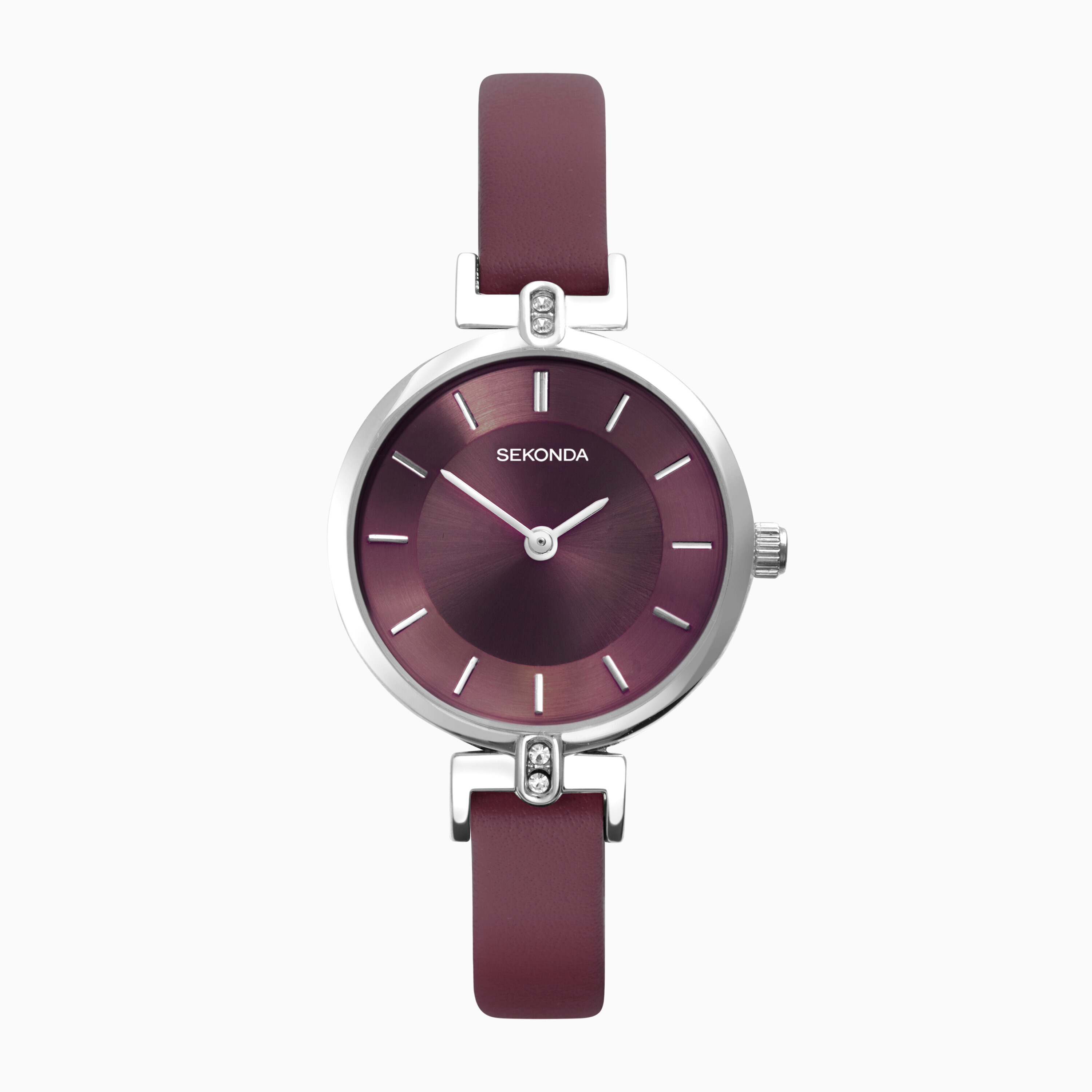 Product Image for Sekonda Sekonda Ladies Watch | Silver Case & Burgundy Leather Strap with Burgundy Dial | 40384