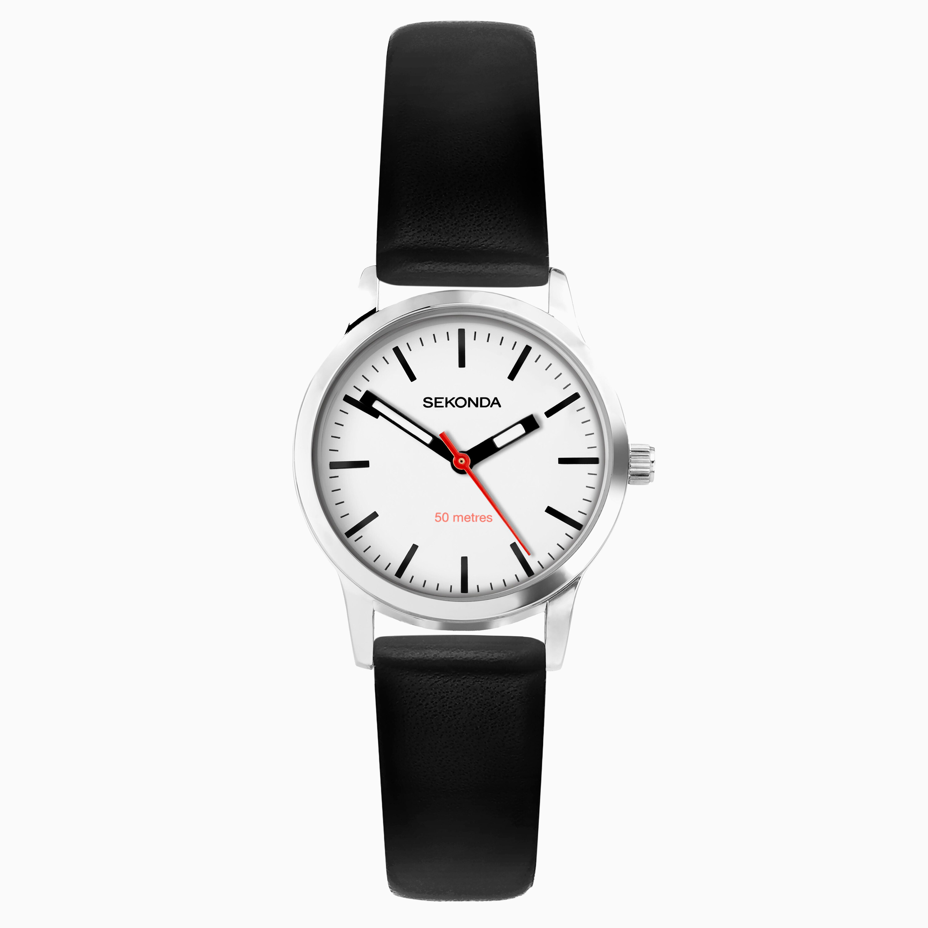 Sekonda Women's Silver/Black/White Nordic Watch | Case & Leather Strap With Dial | 40480