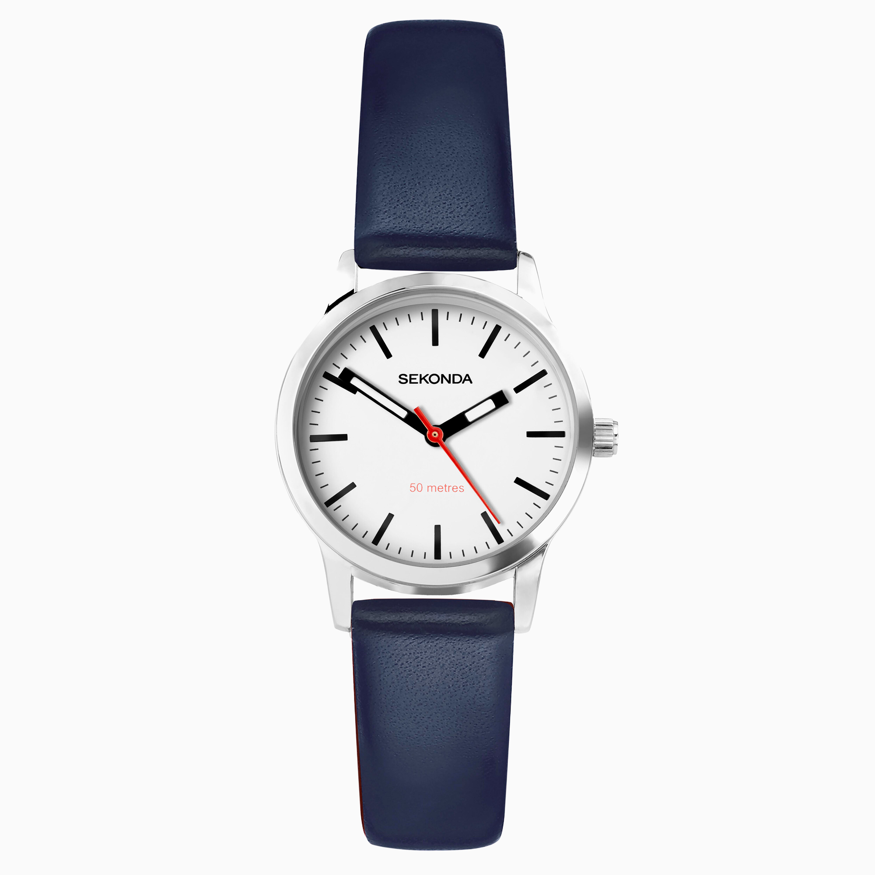 Sekonda Women's Silver/Blue/White Nordic Watch | Case & Leather Strap With Dial | 40484