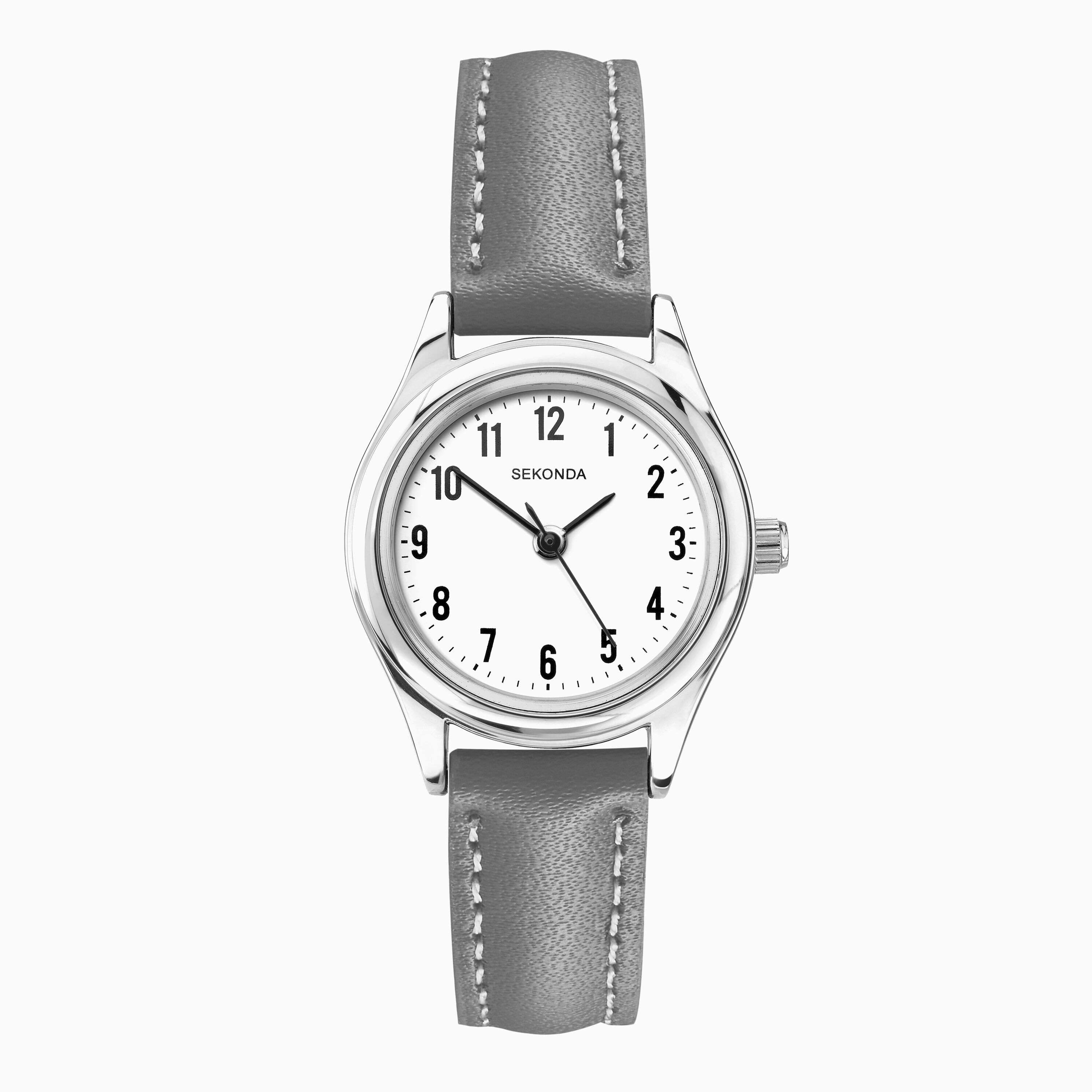 Sekonda Sekonda Evans Ladies Watch | Silver Alloy Case & Grey Leather Strap with White Dial | 40713