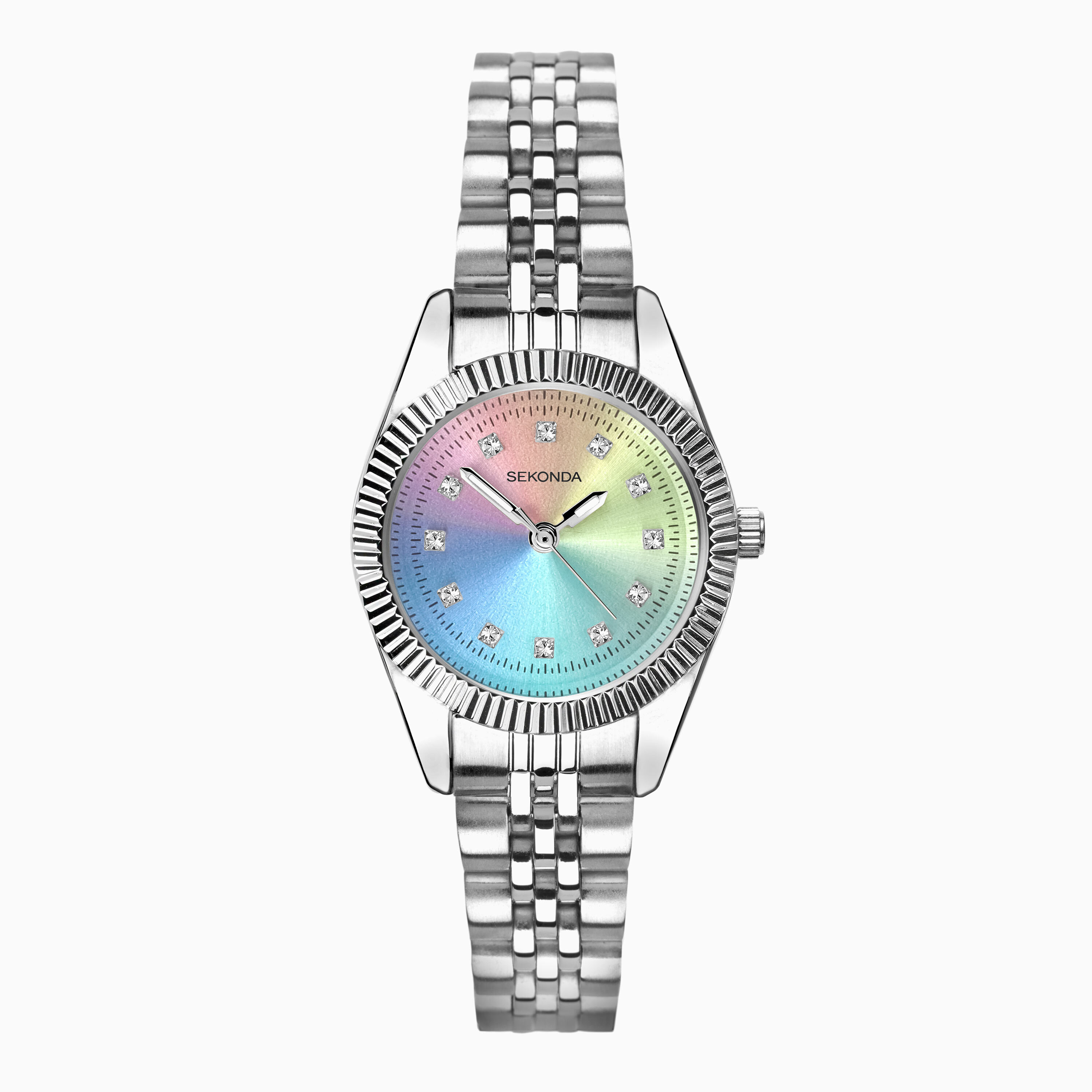 Sekonda Women's Silver Francis Watch | Alloy Case & Stainless Steel Bracelet With Rainbow Dial | 40717