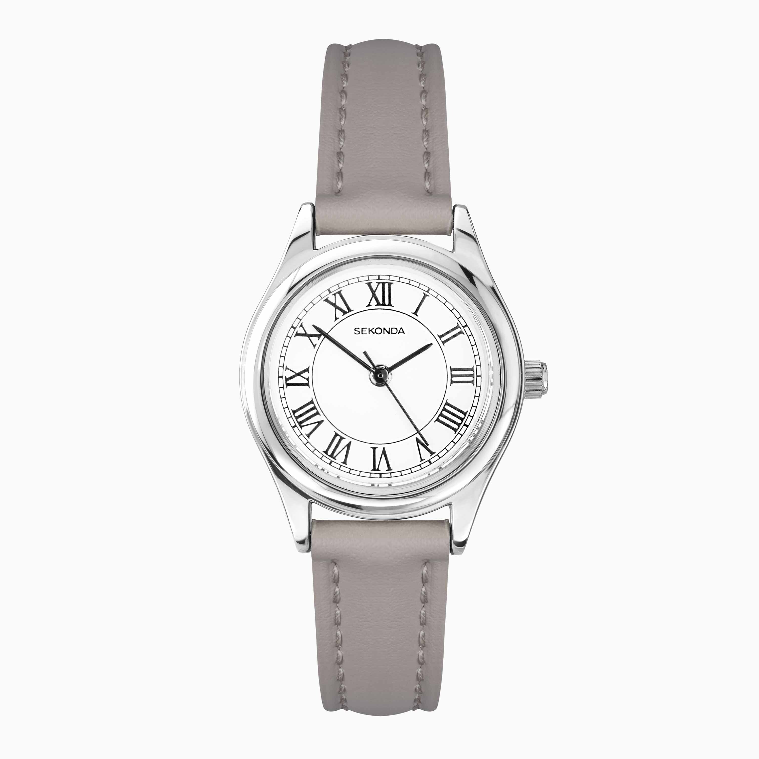 Sekonda Evans Ladies Watch | Silver Case and Grey Leather Strap | 40730