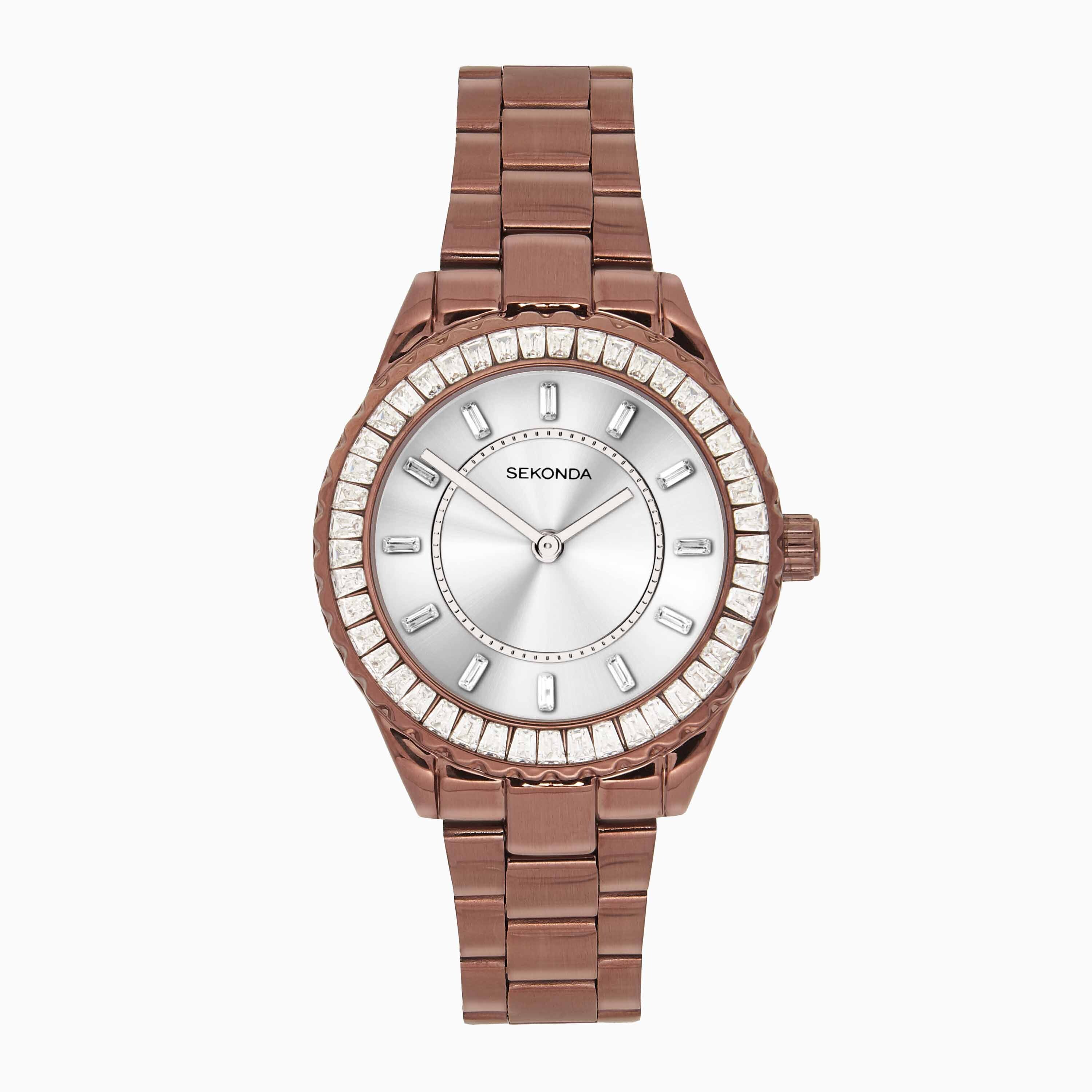 Sekonda Women's Brown Margot Stone Set Watch | Case And Stainless Steel Bracelet | 40733