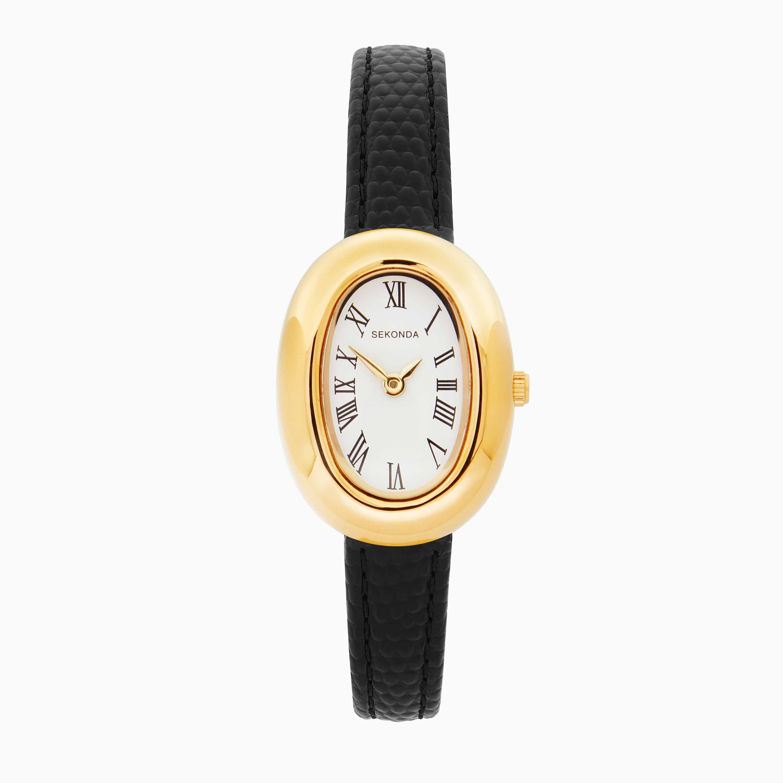 Sekonda Bellamy Ladies Watch | Gold Case and Black Leather Strap | 40743