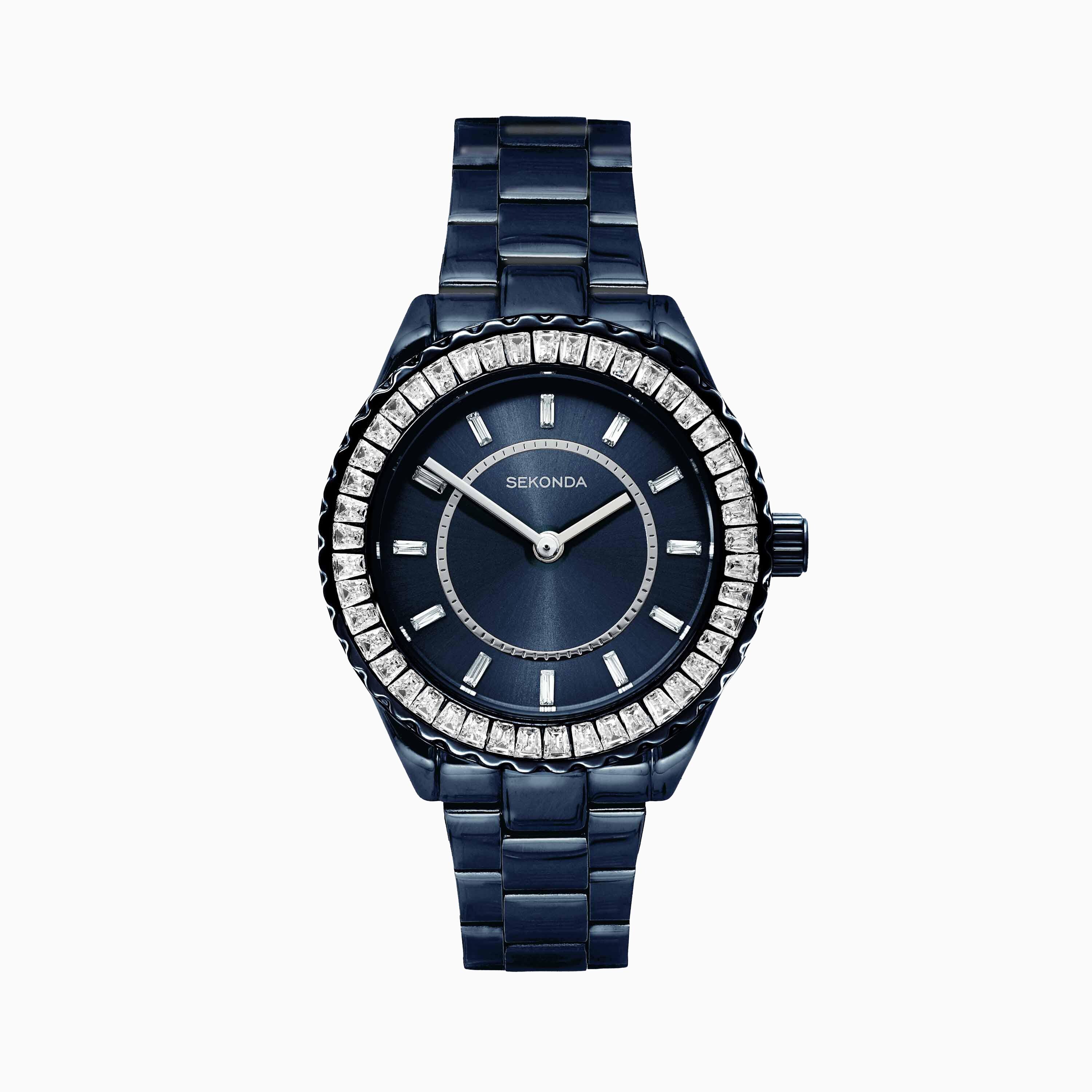 Sekonda Margot Ladies Stone Set Watch | Blue Case and Stainless Steel Bracelet | 40790