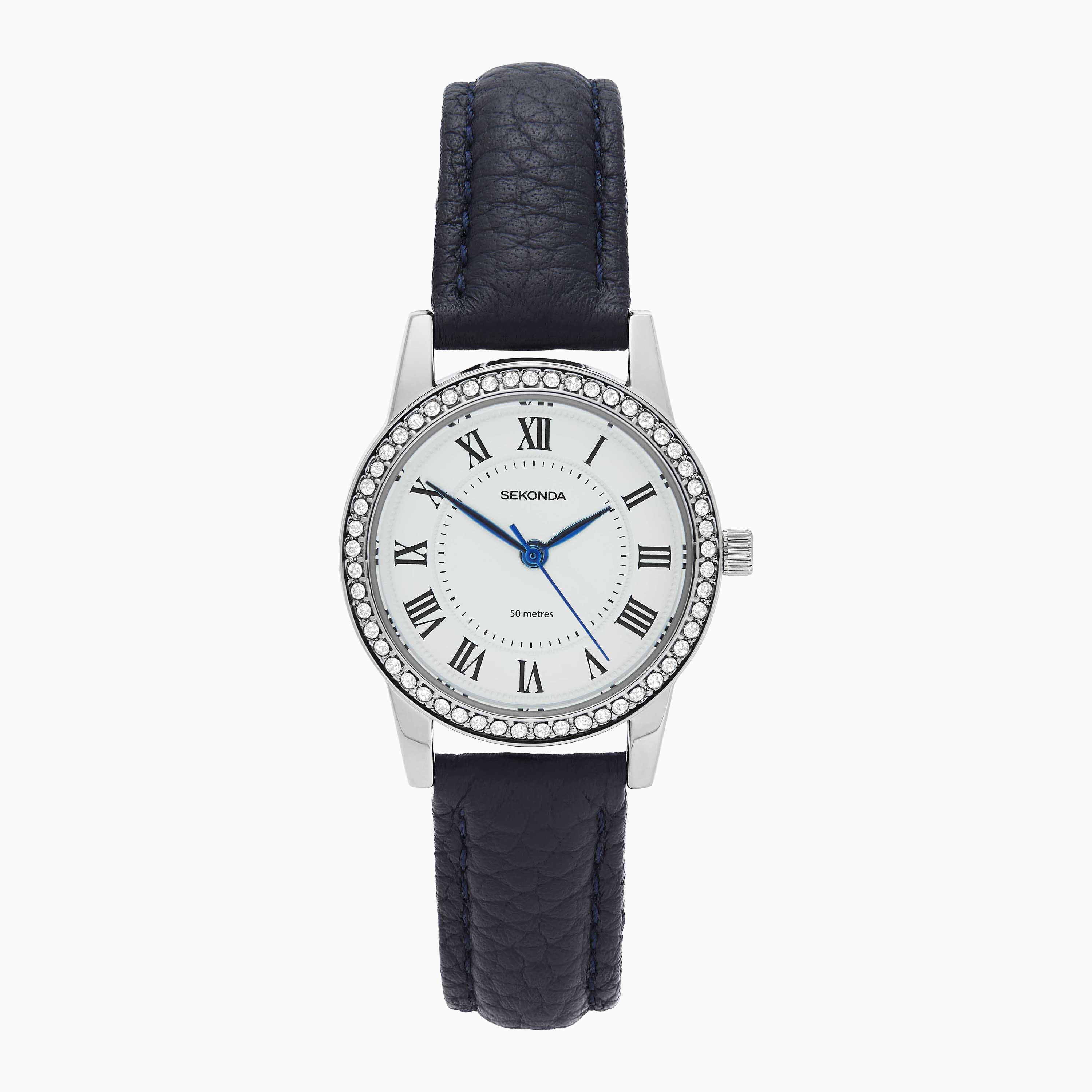 Sekonda Beaumont Ladies Watch | Silver Case & Blue Leather Strap | 40793