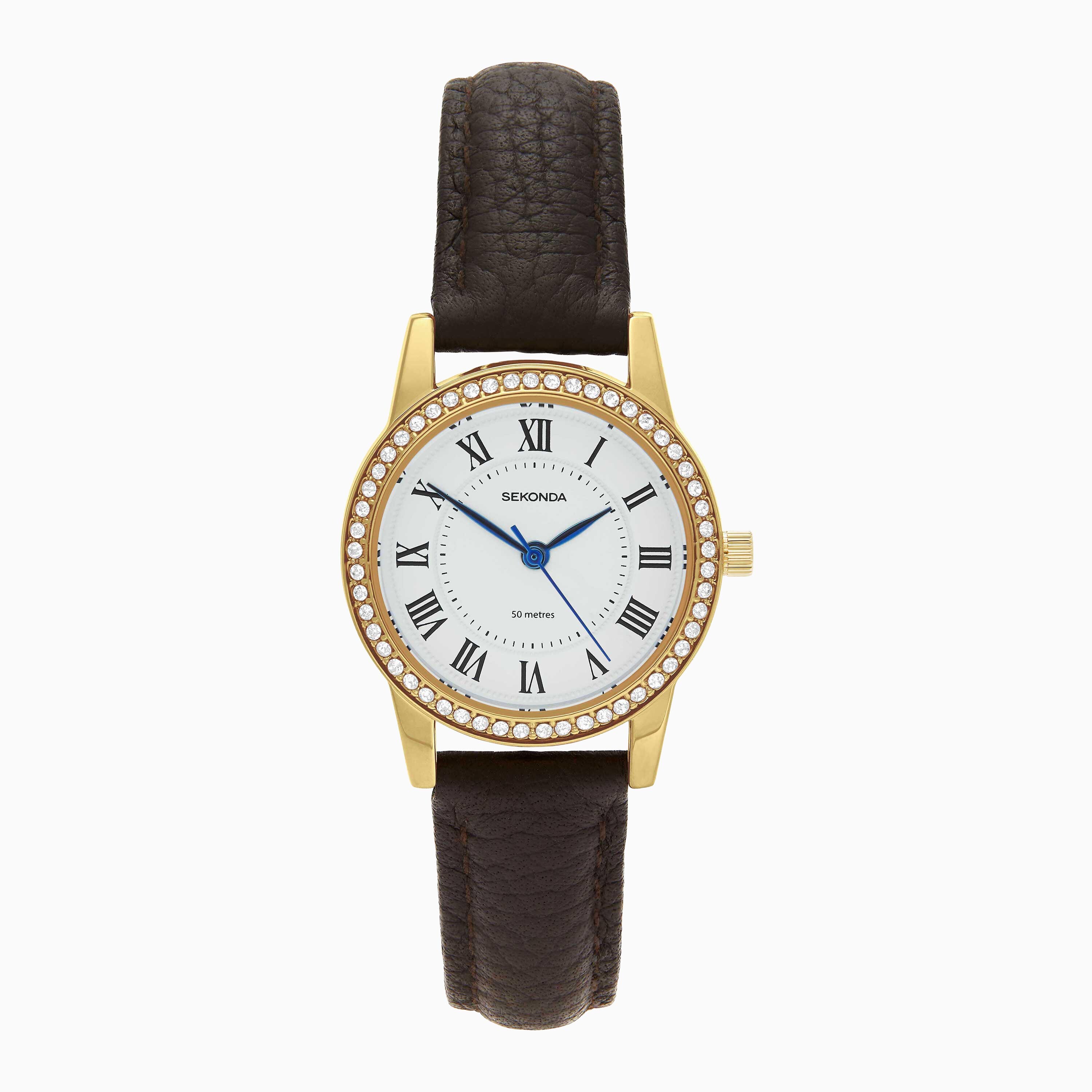 Sekonda Beaumont Ladies Watch | Gold Case & Brown Leather Strap | 40794