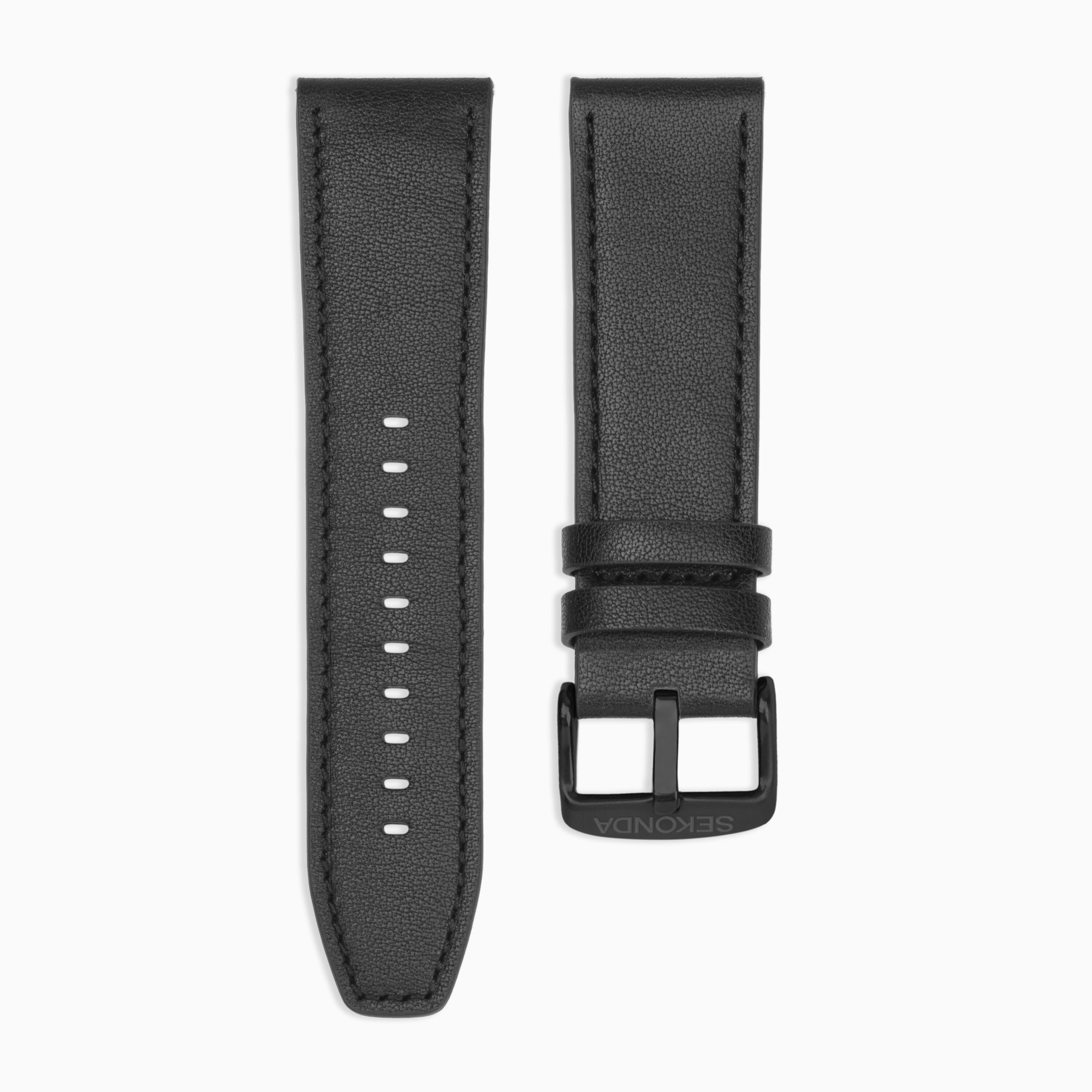 Black Leather 22mm Strap For Sekonda Smart Watch