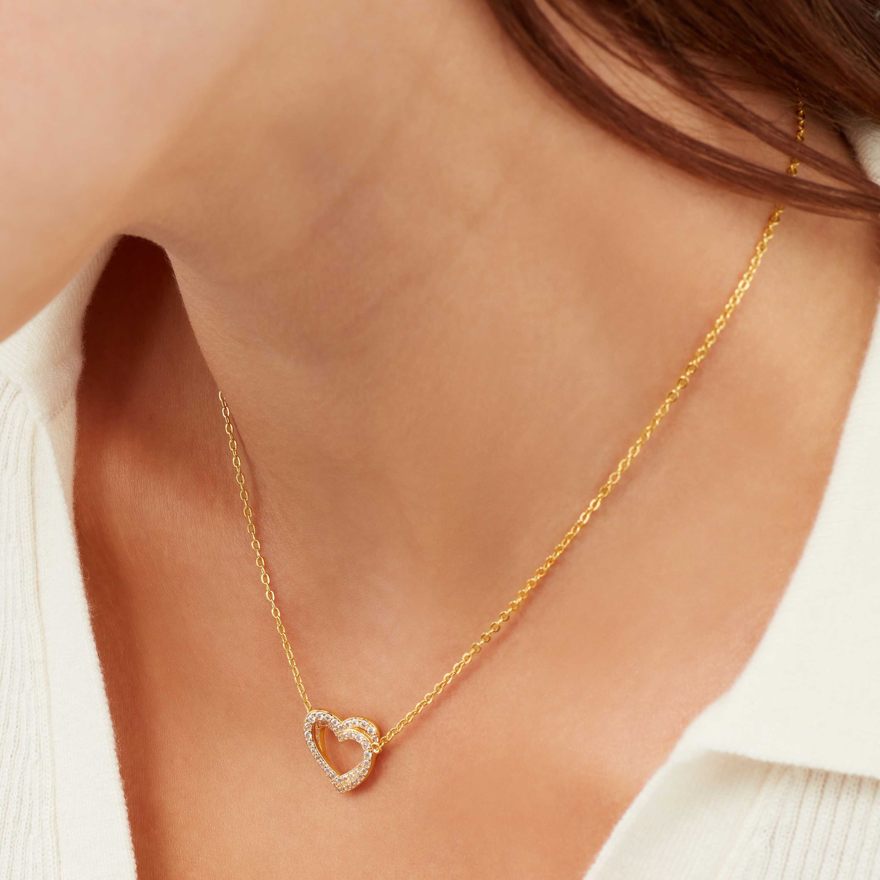 Gold Double Heart Necklace