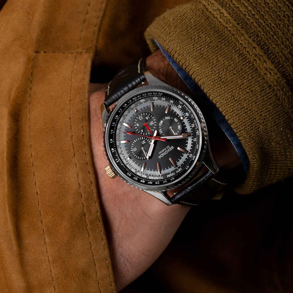 Sekonda averick en's 43 Quartz Watch in Black with Analogue Display