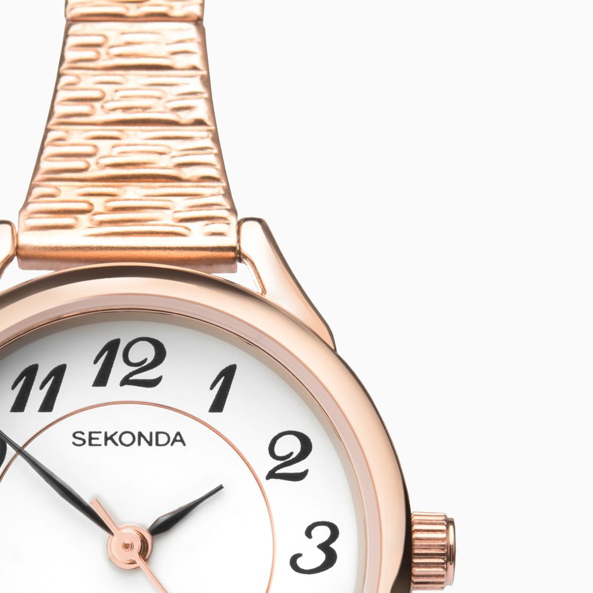 Orologio Donna Sekonda Classic – Cassa Rosa Oro 30mm, Cinturino In PU, Quadrante Grigio, Impermeabile 50m