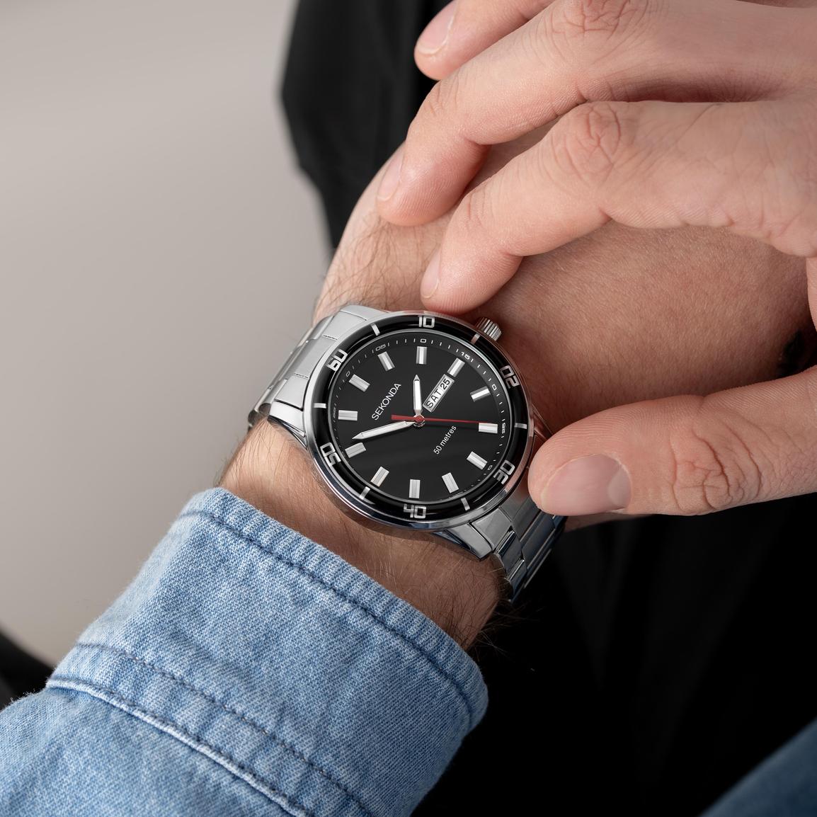 Sekonda Midnight Men's Watch | Silver Alloy Case & Stainless Steel