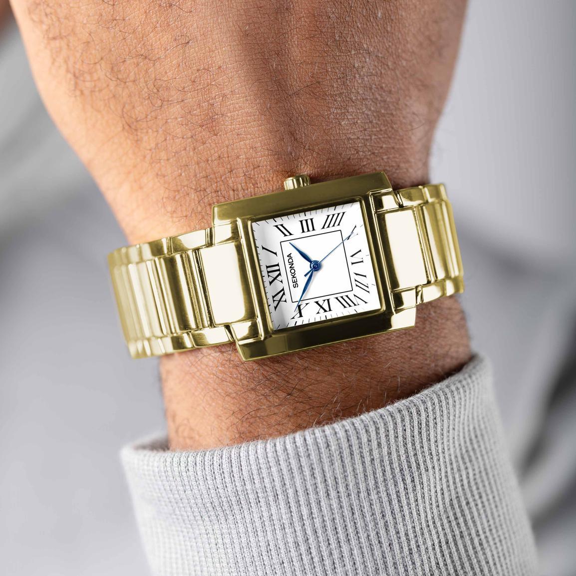 Sekonda Classic Montreal Mens 30mm Quartz Watch in White with Analogue Display, and Two Tone Alloy Strap 30245