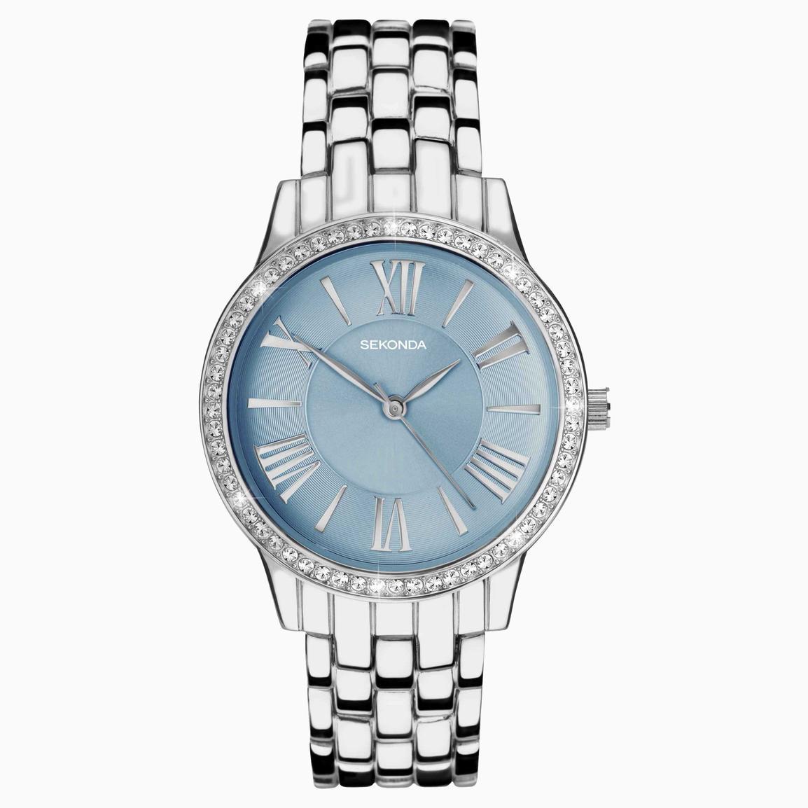 Sekonda Charlotte Ladies Classic Watch (40478) - Round | Alloy Bracelet | Blue Dial | Classic Collection | Sekonda