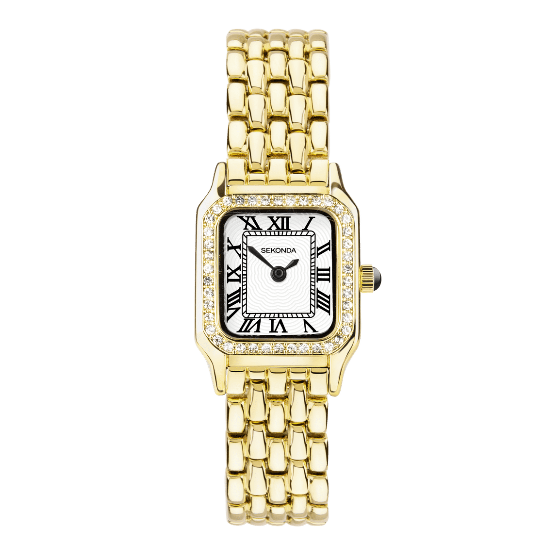 Sekonda Monica Ladies Watch | Gold Alloy Case & Bracelet with Stone Set Bezel & White Dial | 40642