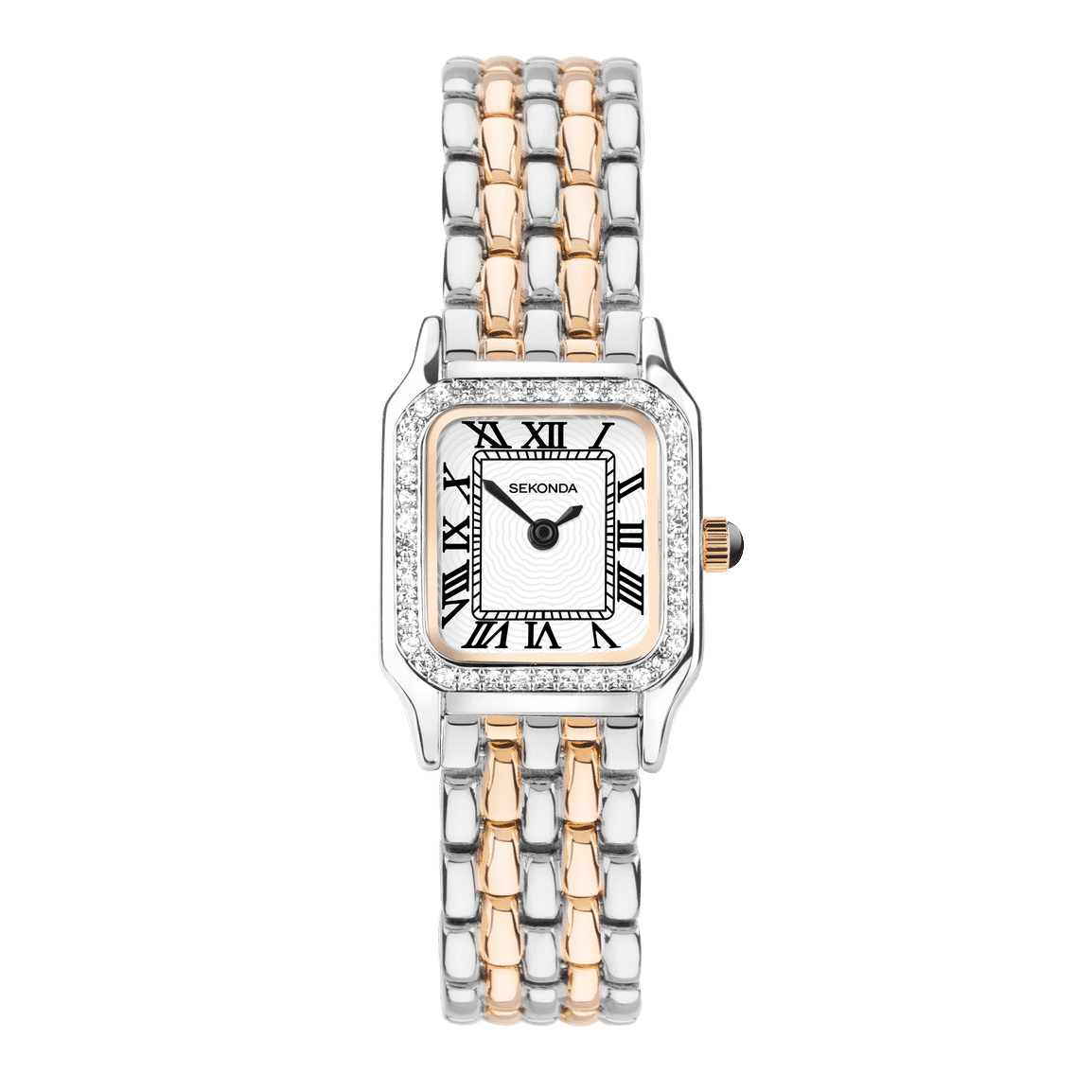 Sekonda Monica Ladies Watch | Two Tone Alloy Case & Bracelet with Stone Set Bezel & White Dial | 40643