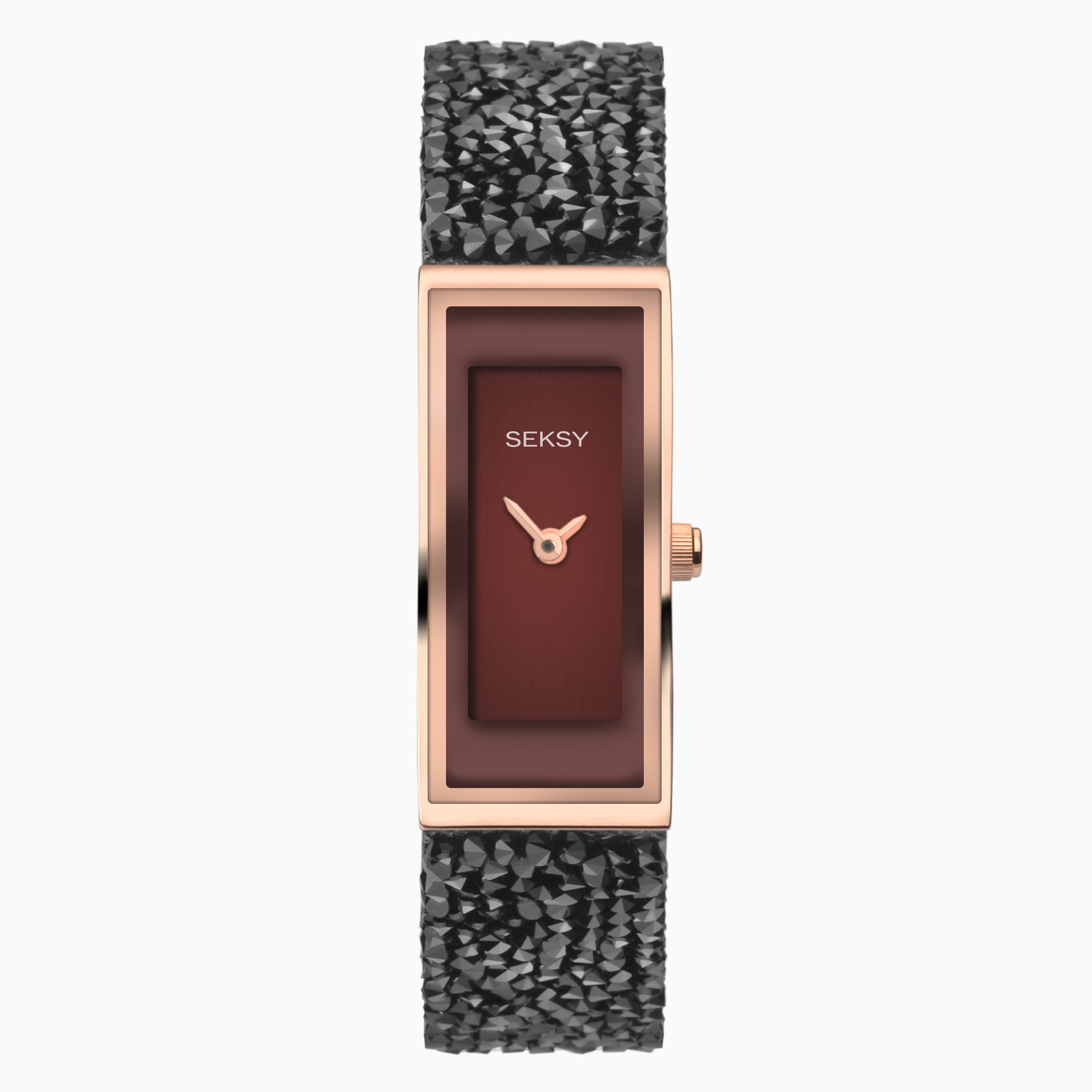 Seksy Seksy Rocks® Ladies Watch | Rose Gold Case & Leather Bracelet with Red Dial | 2576