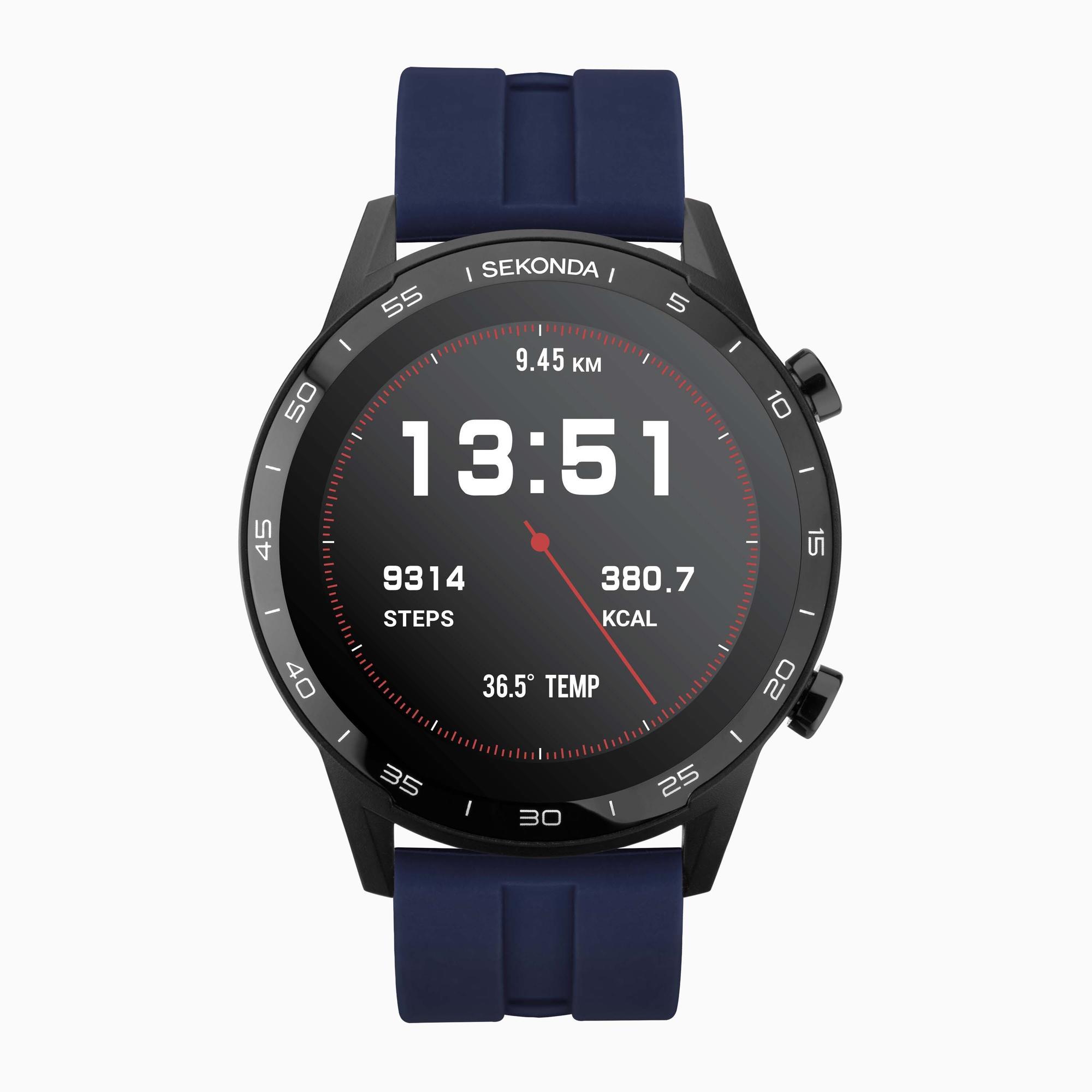 Sekonda Sekonda Active Smart Watch | Black Case & Blue Silicone Strap | 1912