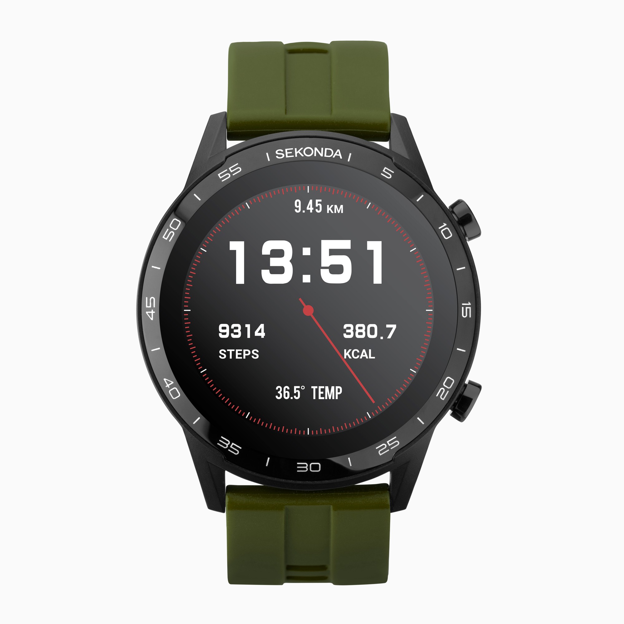 Sekonda Sekonda Active Smart Watch | Black Case & Khaki Silicone Strap | 1993