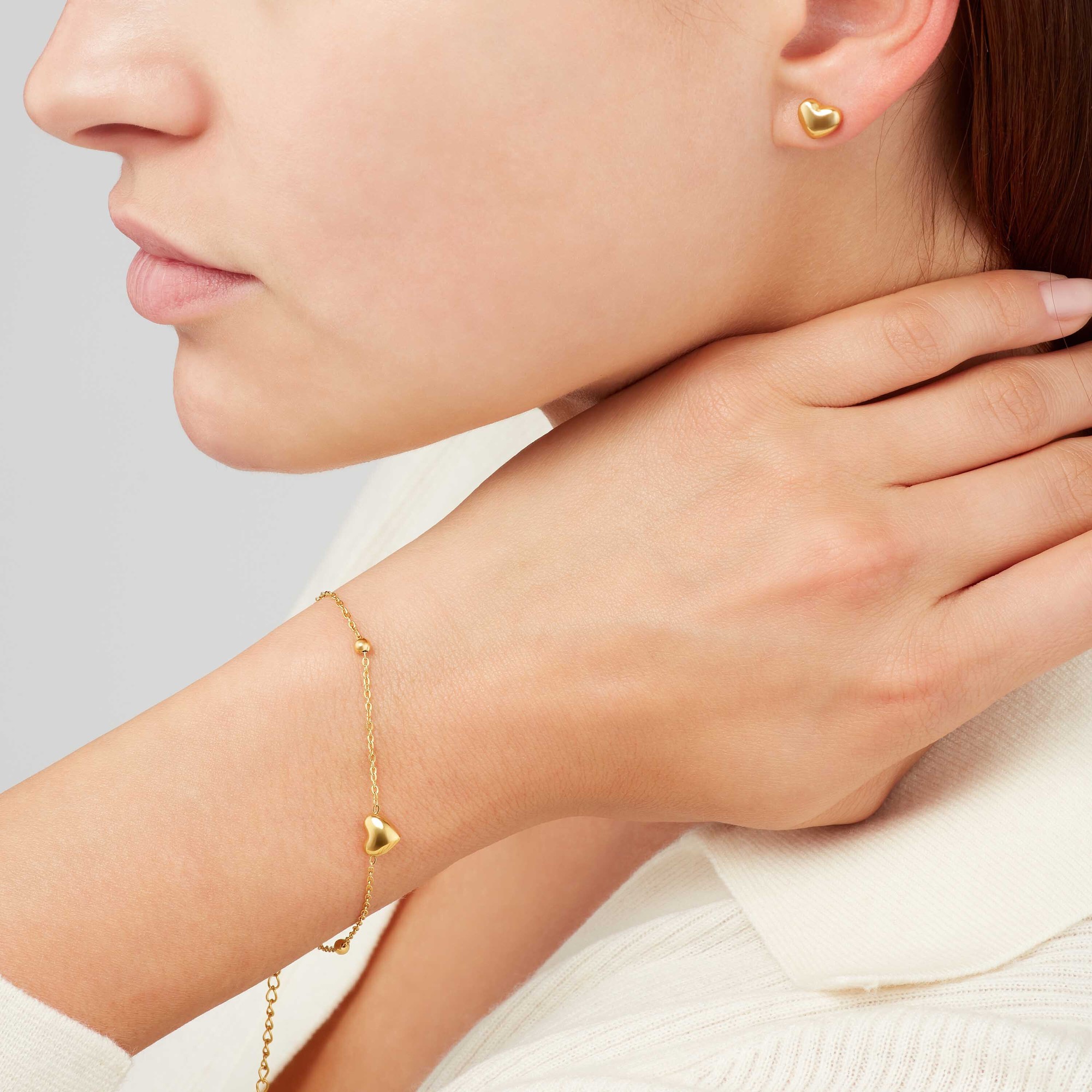 Sekonda Gold Heart Bracelet & Earring Set