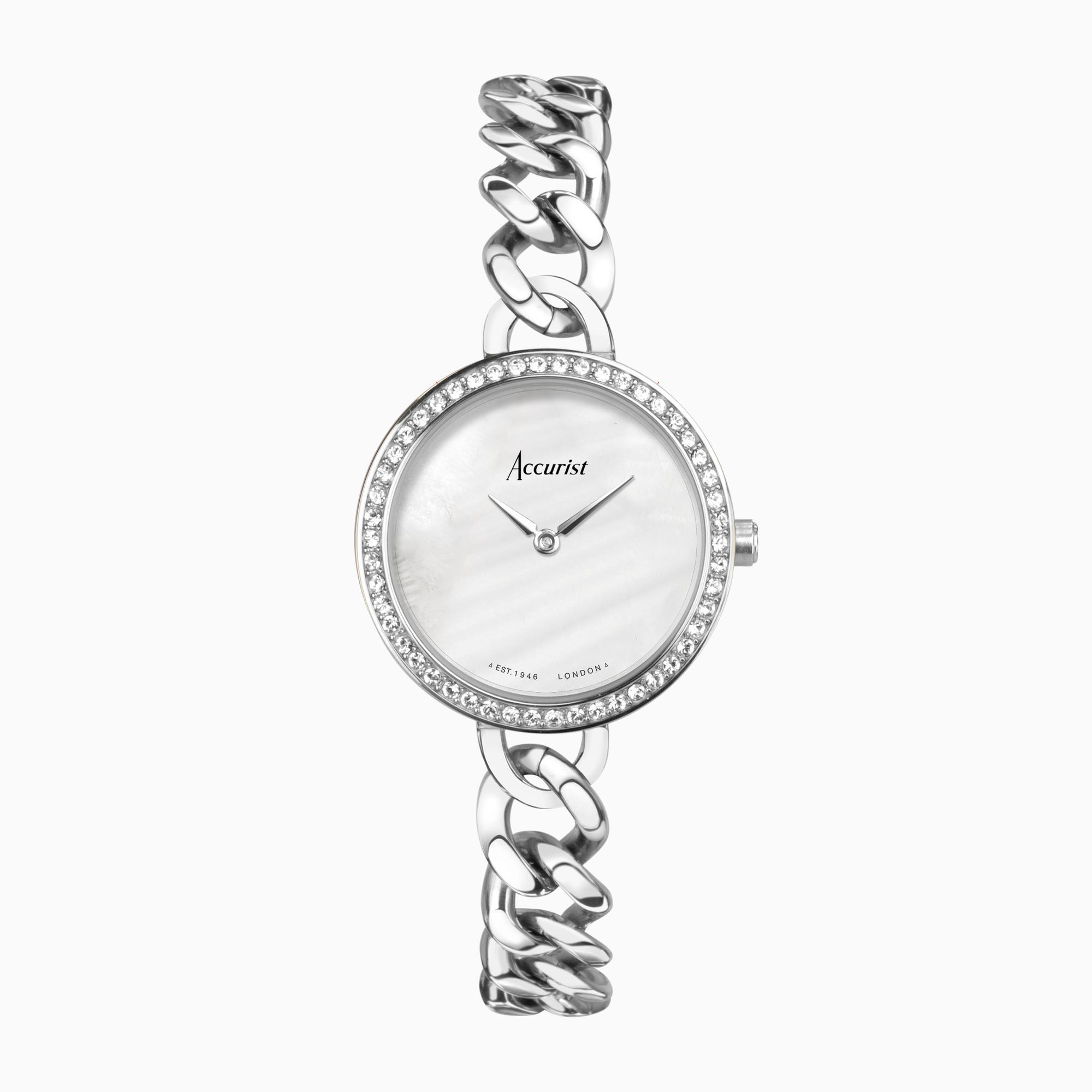 Accurist Accurist Jewellery Ladies Watch | Silver Case & Stainless Steel Bracelet with White Dial | 28mm