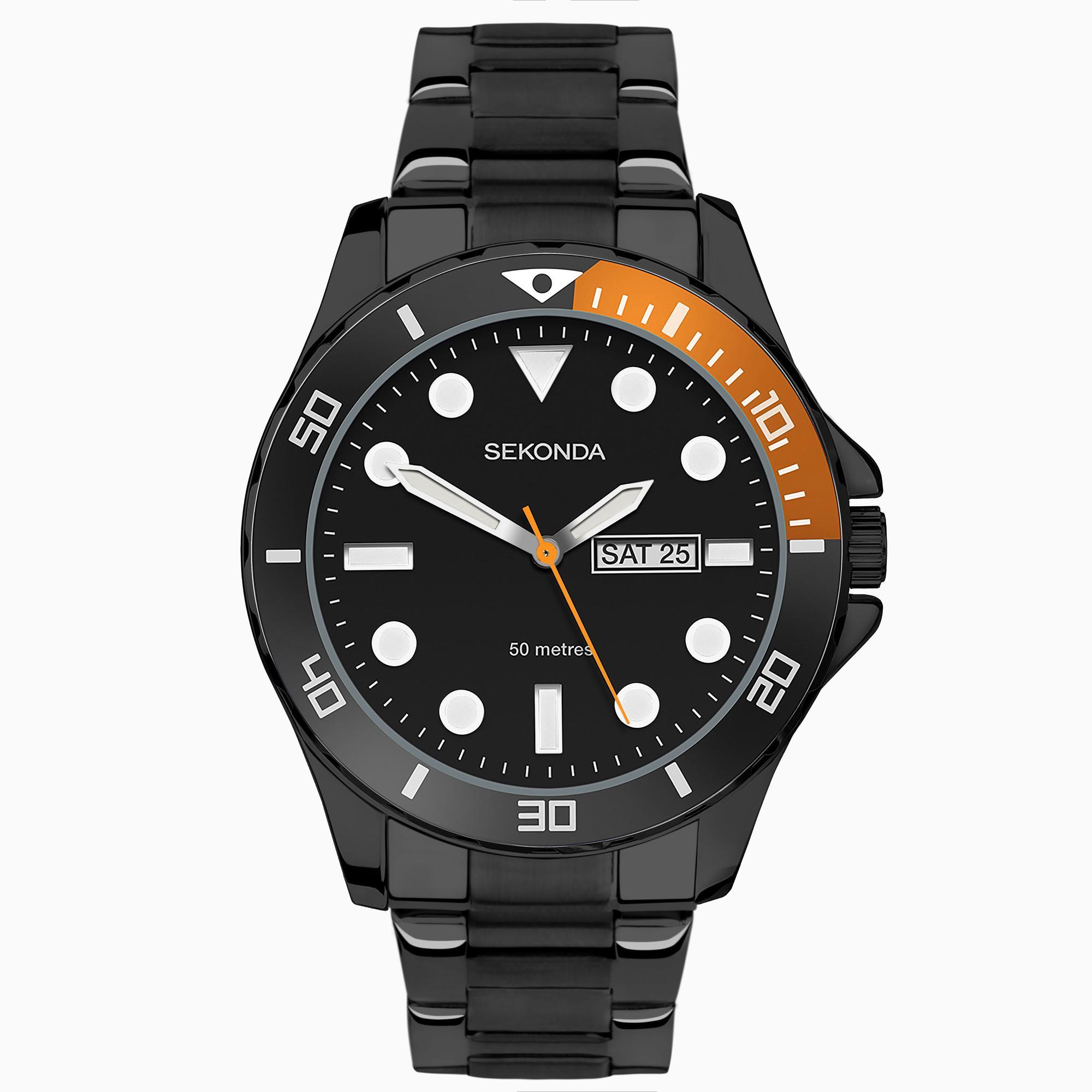 Sekonda Sekonda Balearic Men's Watch | Black Alloy Case & Stainless Steel Bracelet with a Black Dial | 30120