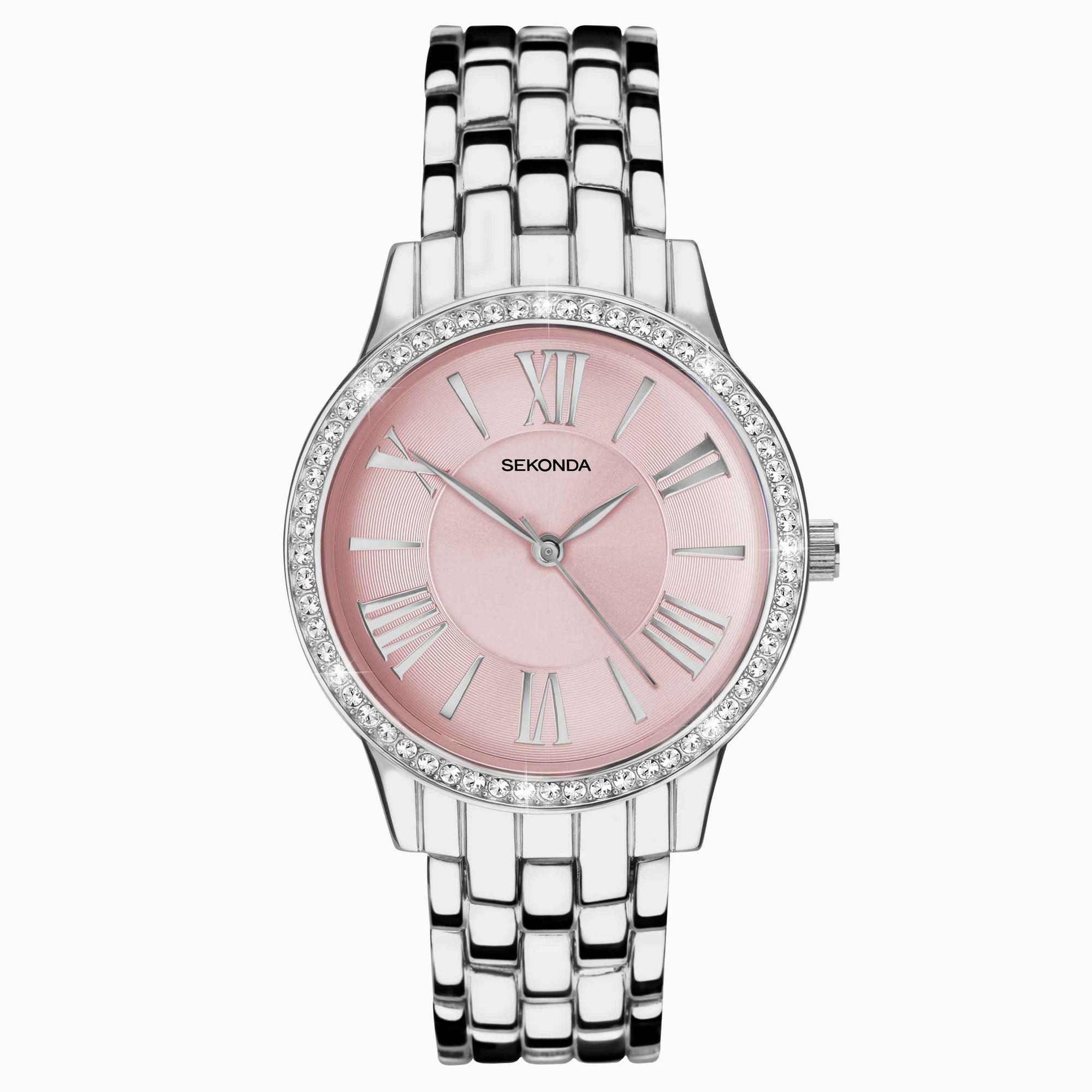 Sekonda Sekonda Charlotte Ladies Watch | Silver Case & Alloy Bracelet with Pink Dial | 40477