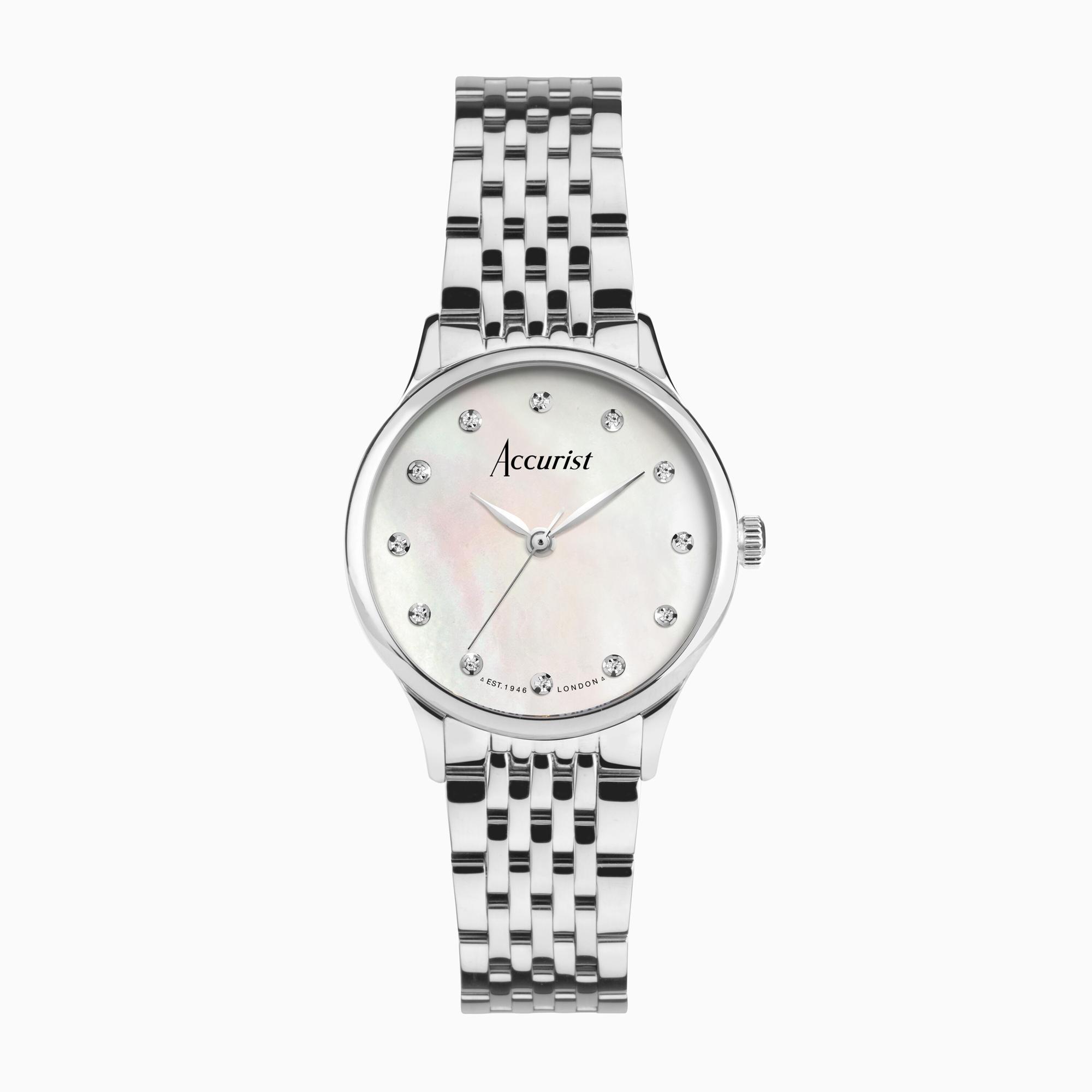 Accurist Accurist Dress Diamond Ladies Watch | Silver Stainless Steel Case & Bracelet with White Mot