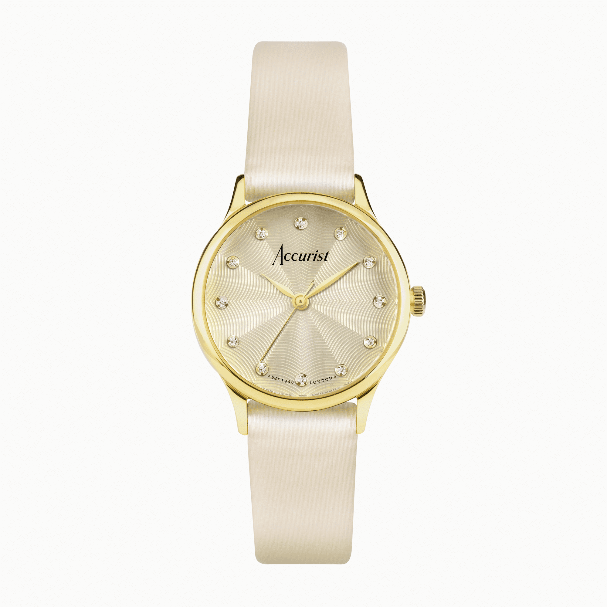 Accurist Accurist Dress Diamond Ladies Watch | Gold Stainless Steel Case & Cream Leather Strap with Champagne Dial | 28mm
