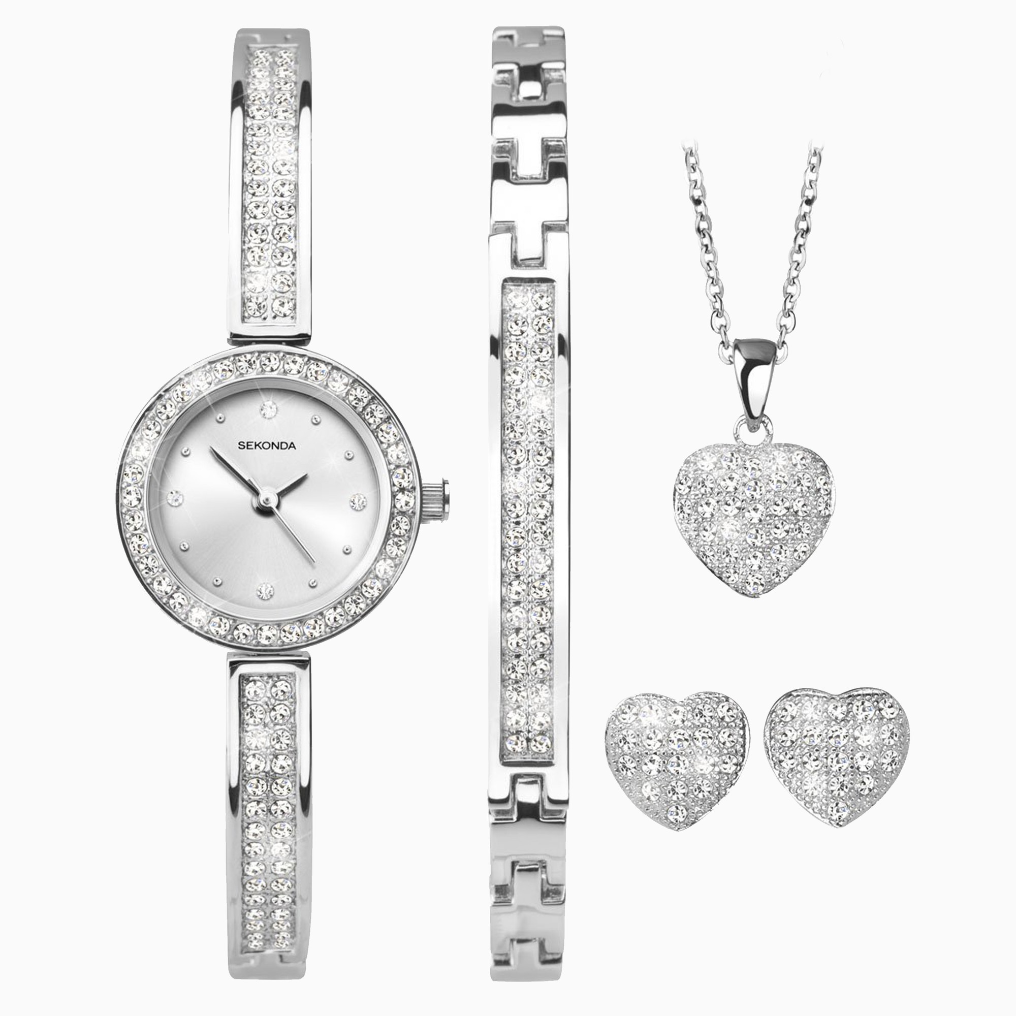 Photos - Wrist Watch Sekonda Ladies Watch 4-Piece Silver Heart Gift Set | Silver Case & 