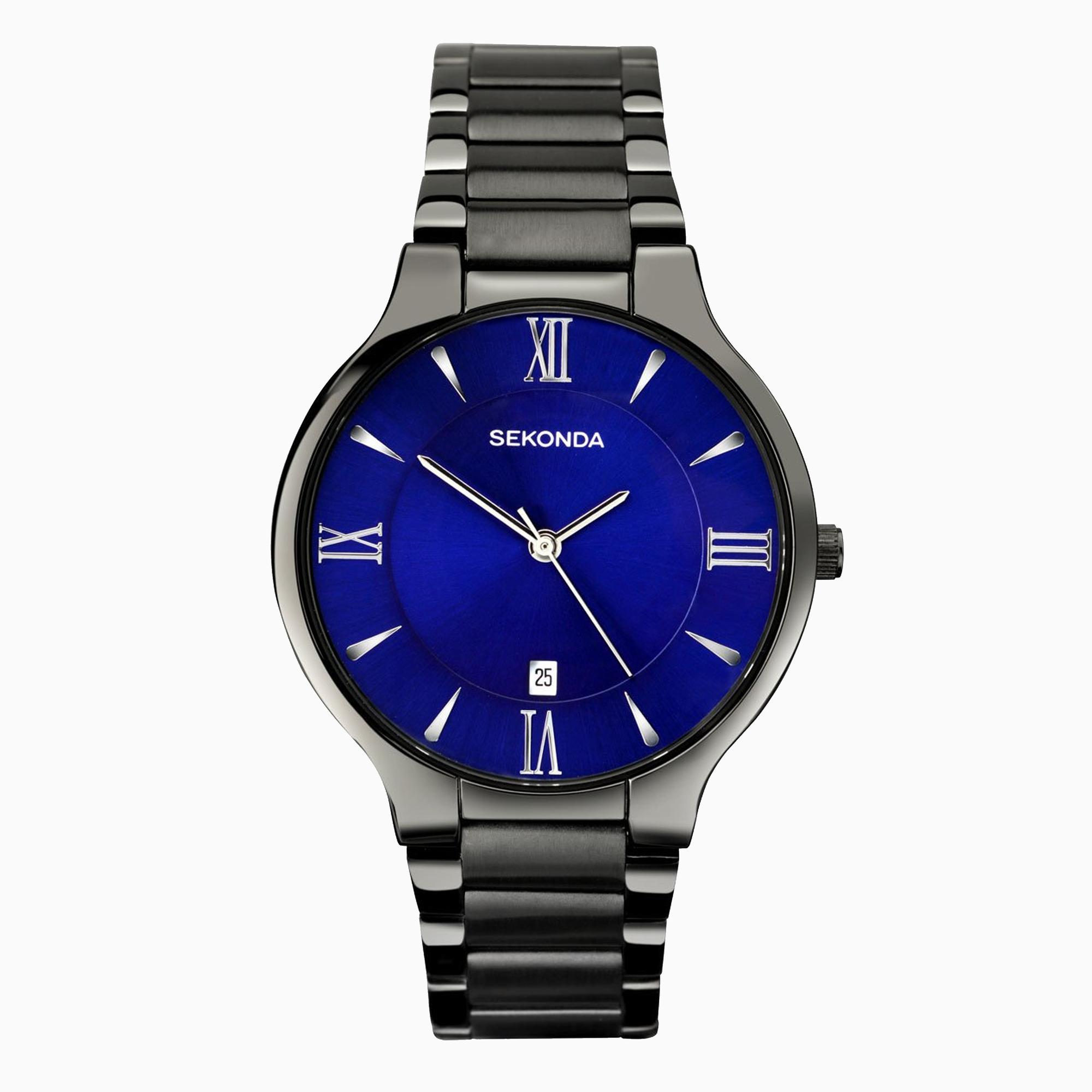 Sekonda Sekonda Classic Men's Watch | Gun Metal Case & Stainless Steel Bracelet with Blue Dial | 1140