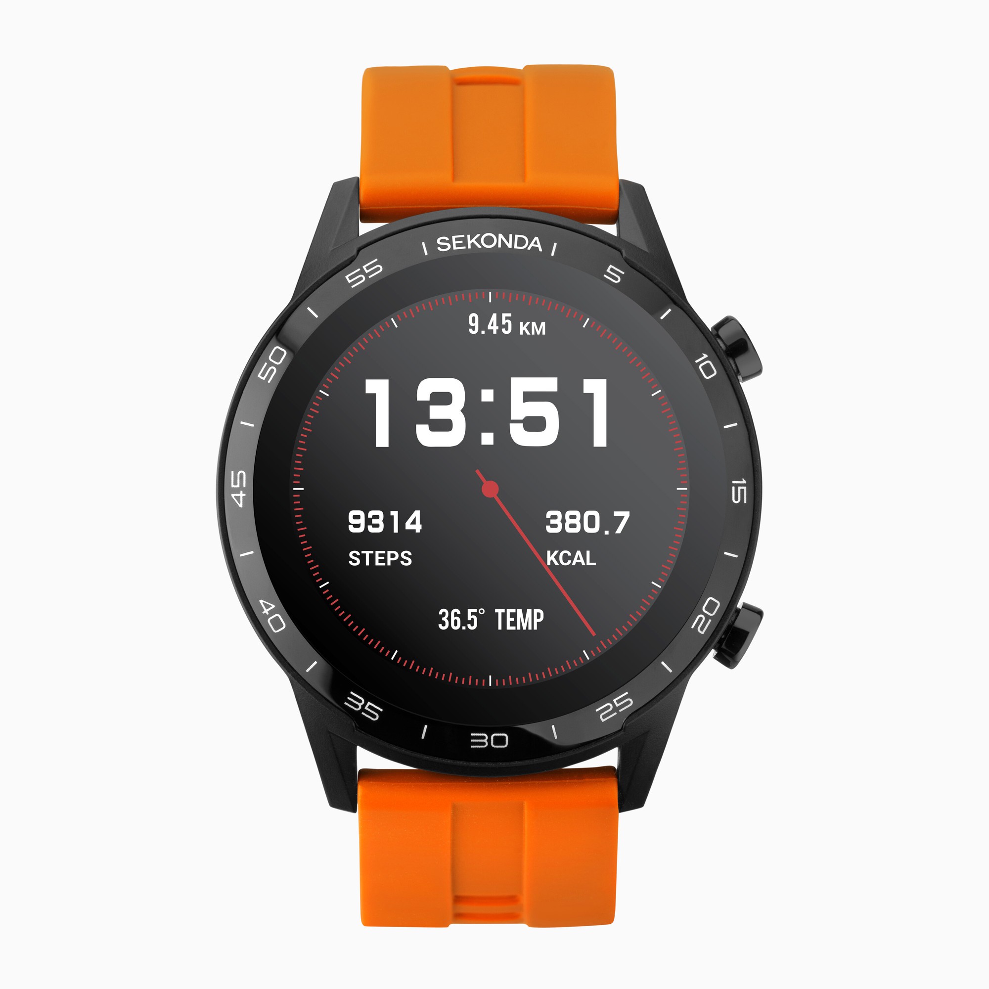 Photos - Wrist Watch Sekonda Active Smart Watch | Black Case & Orange Silicone Strap | 