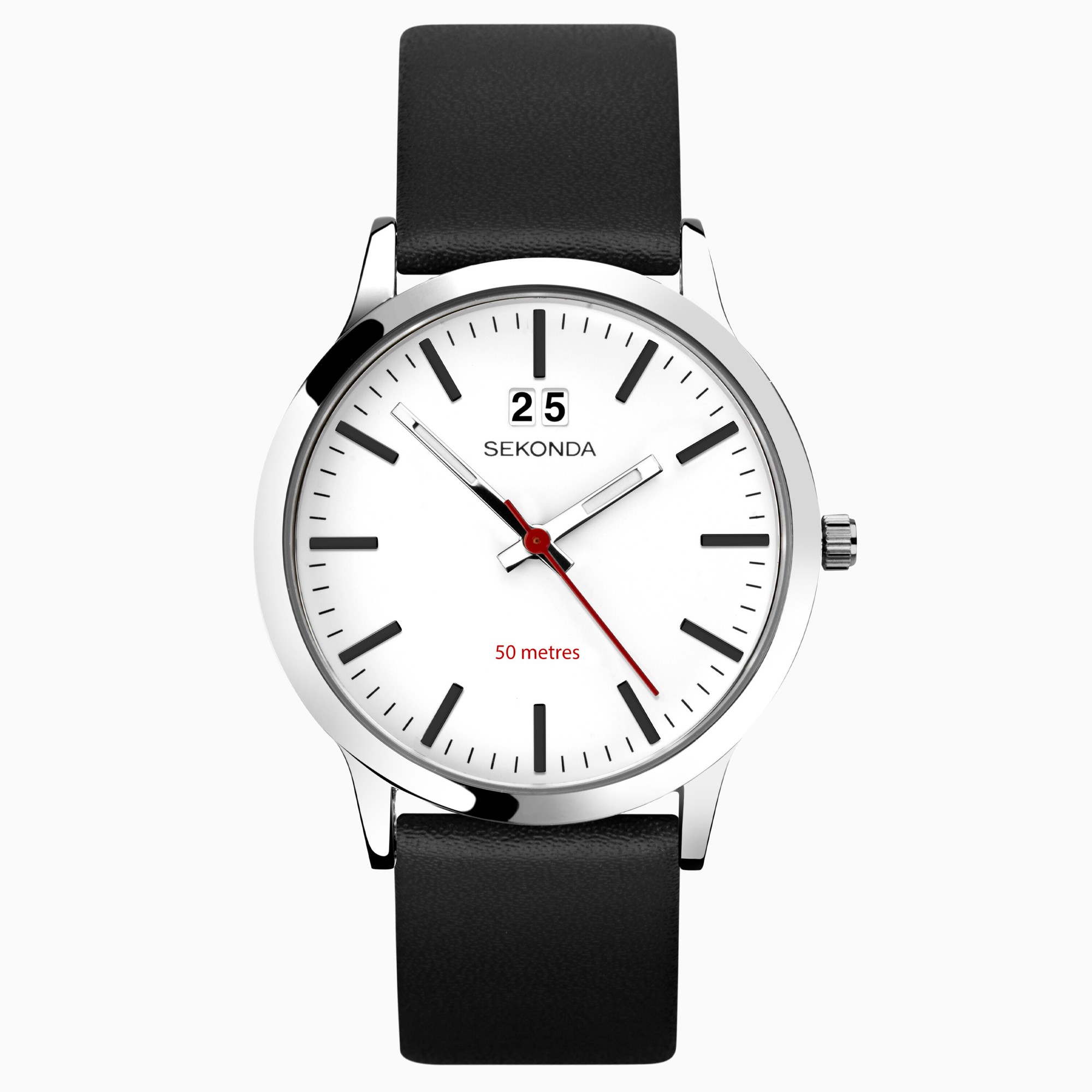 Photos - Wrist Watch Sekonda Nordic Men's Watch | Silver Case & Black Leather Strap wit 