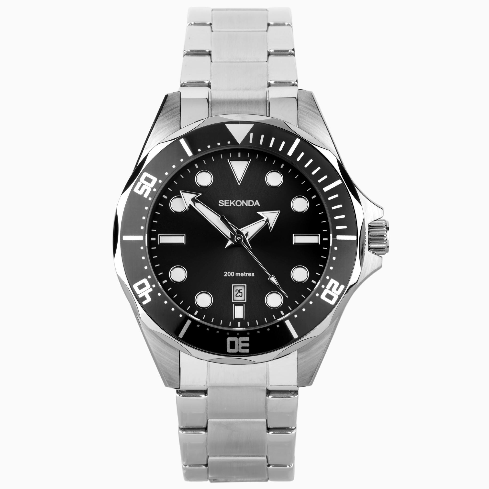 Sekonda Sekonda Hudson Men's Watch | Stainless Steel Case & Bracelet with Black Dial | 30095