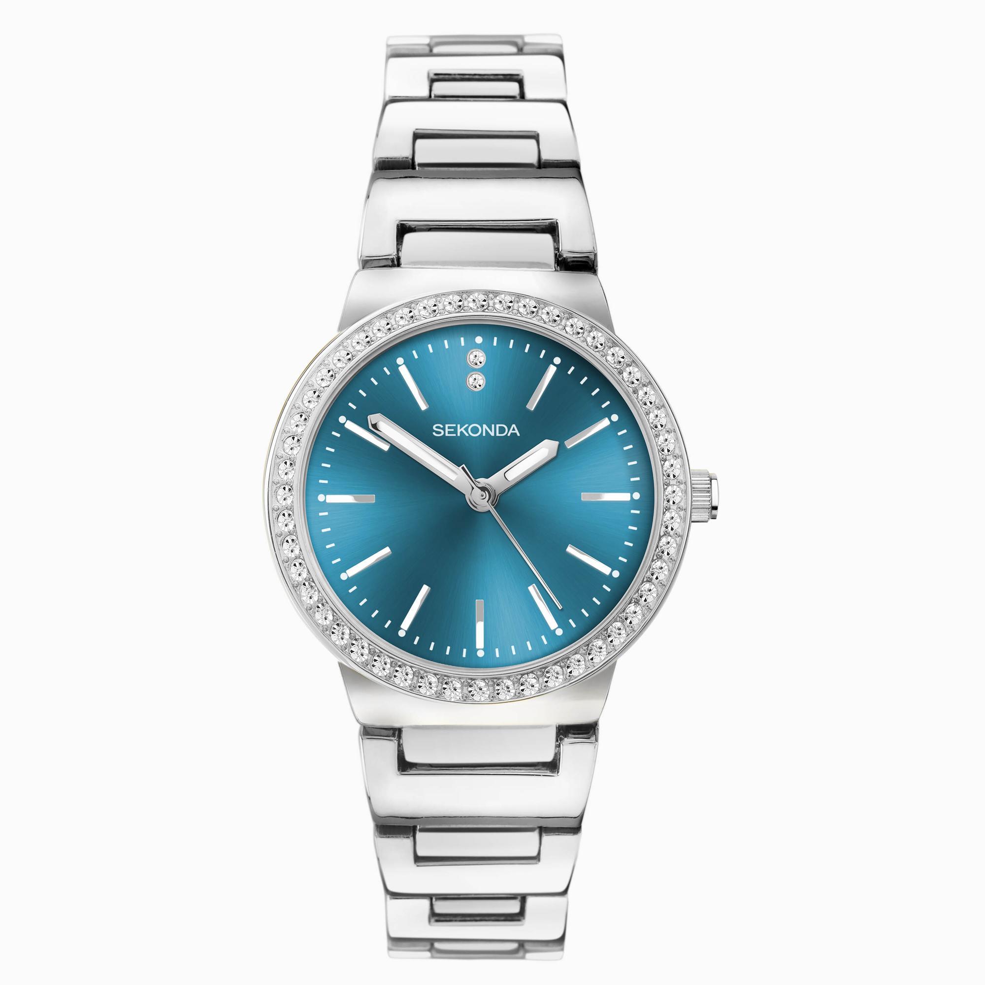 Sekonda Sekonda Amelia Ladies Watch | Silver Case & Alloy Bracelet with Blue Dial | 40538